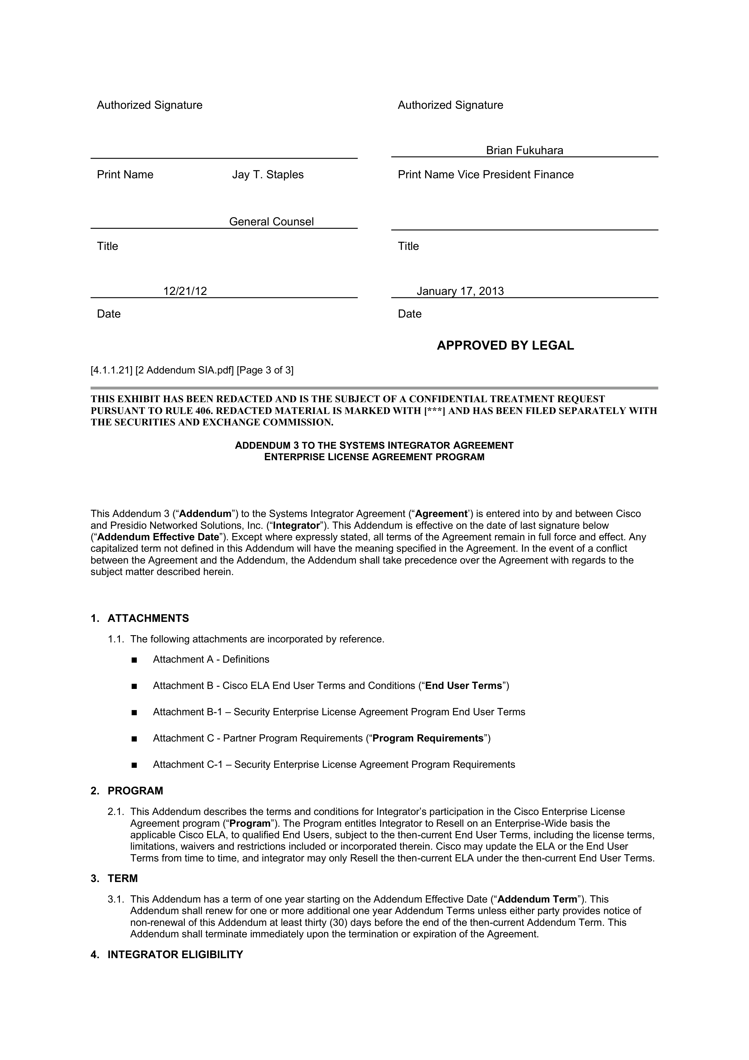 CISCO SYSTEMS INTEGRATOR AGREEMENT — page 142