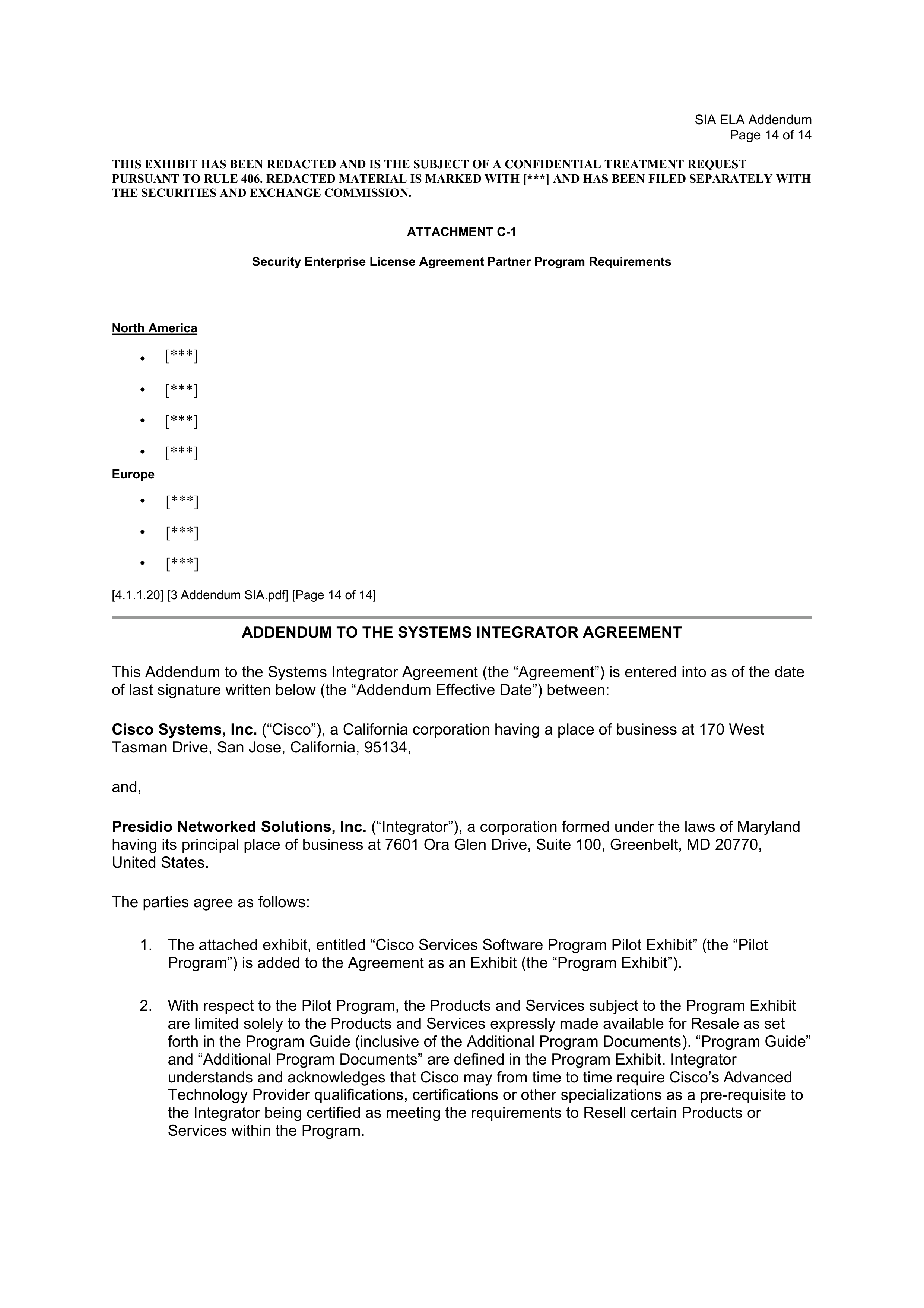 CISCO SYSTEMS INTEGRATOR AGREEMENT — page 150