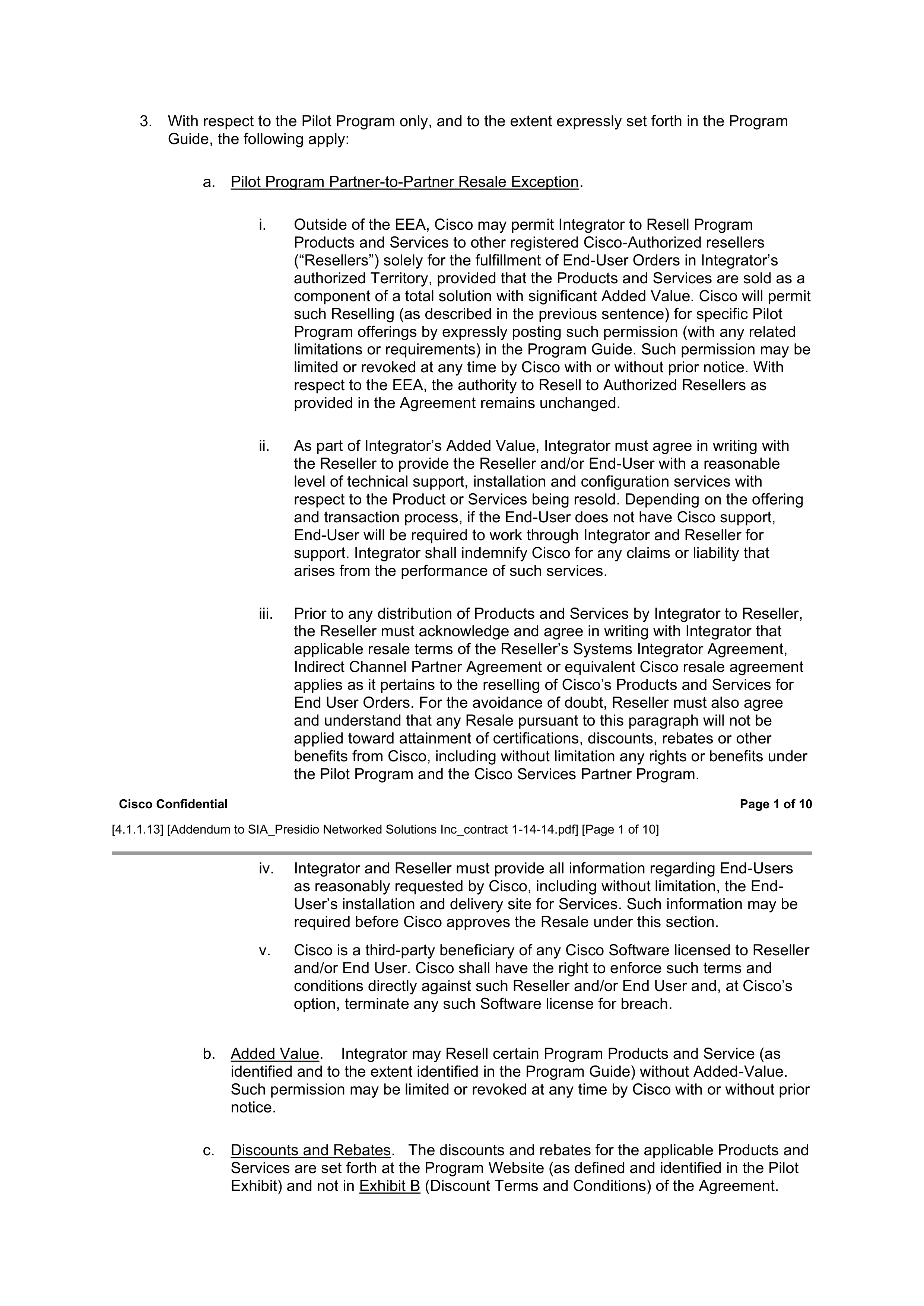 CISCO SYSTEMS INTEGRATOR AGREEMENT — page 151