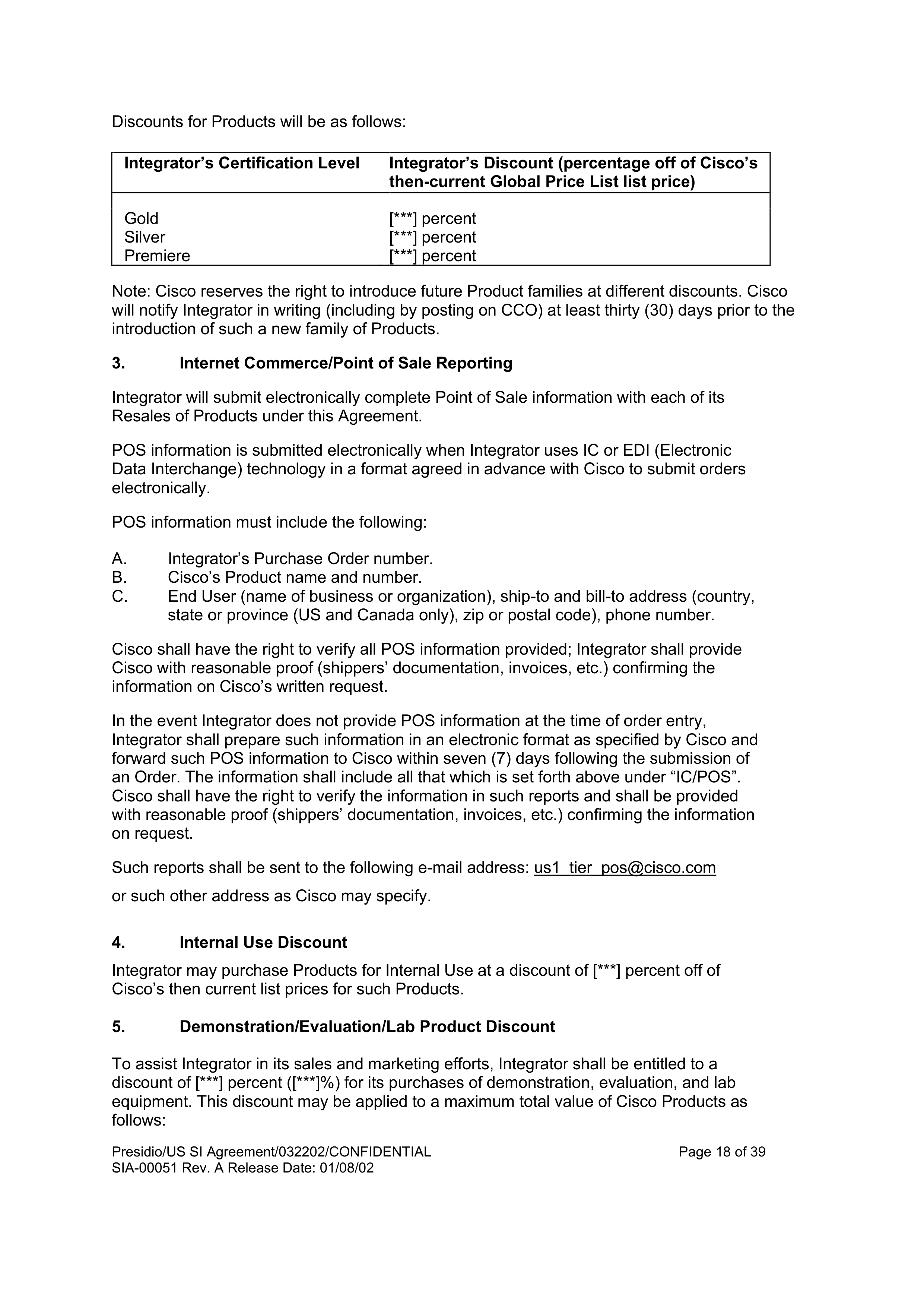 CISCO SYSTEMS INTEGRATOR AGREEMENT — page 19
