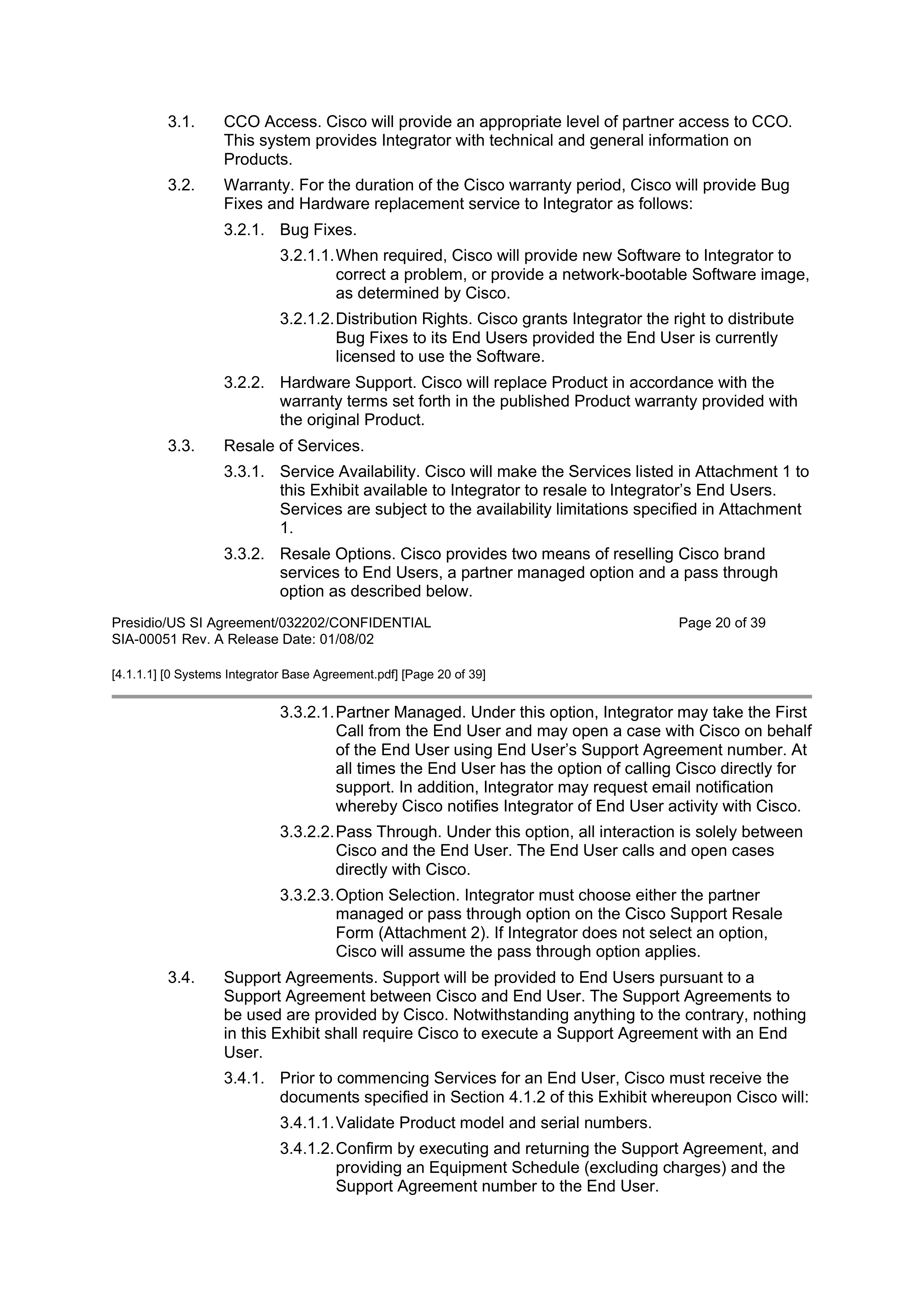 CISCO SYSTEMS INTEGRATOR AGREEMENT — page 21