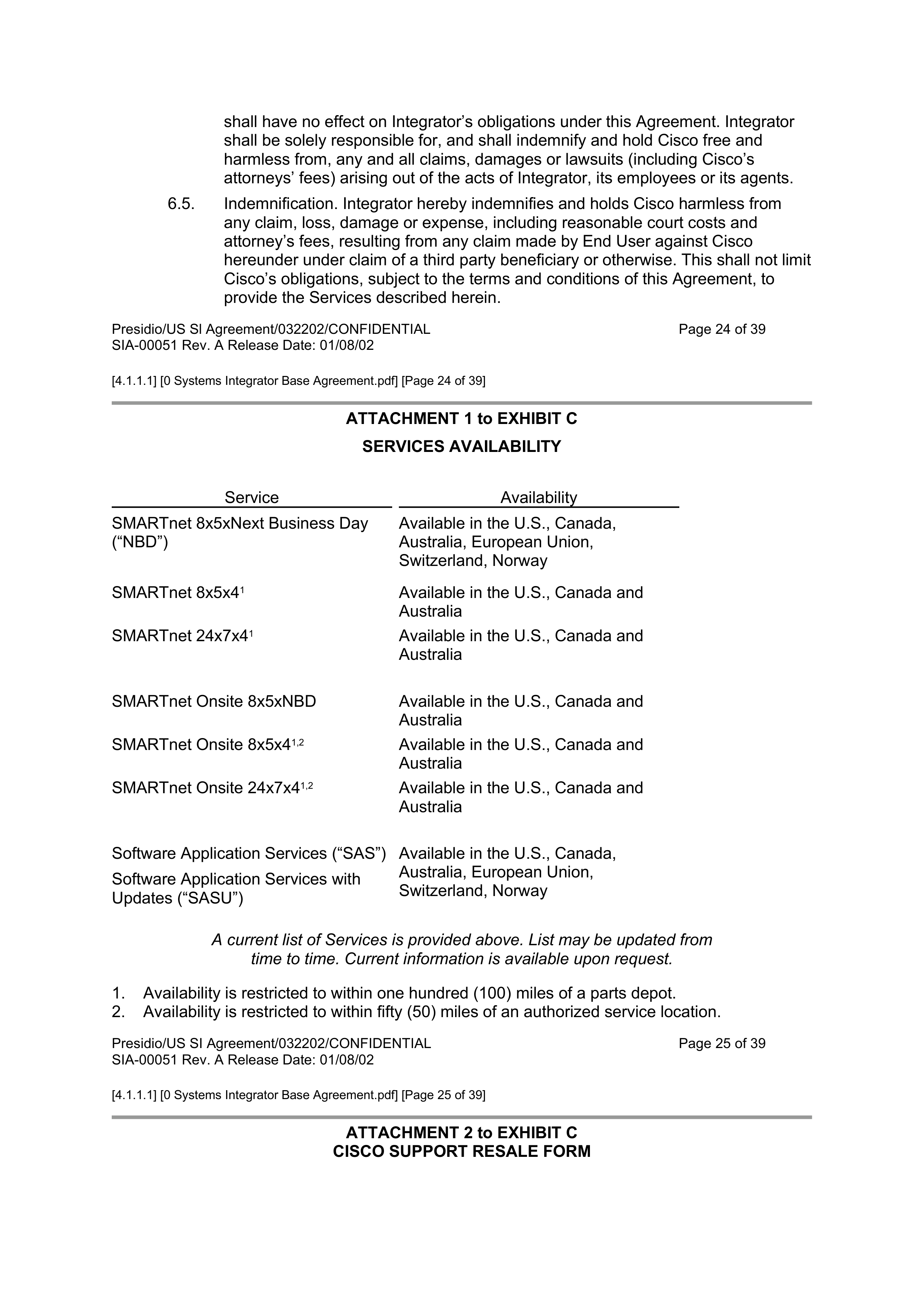 CISCO SYSTEMS INTEGRATOR AGREEMENT — page 26