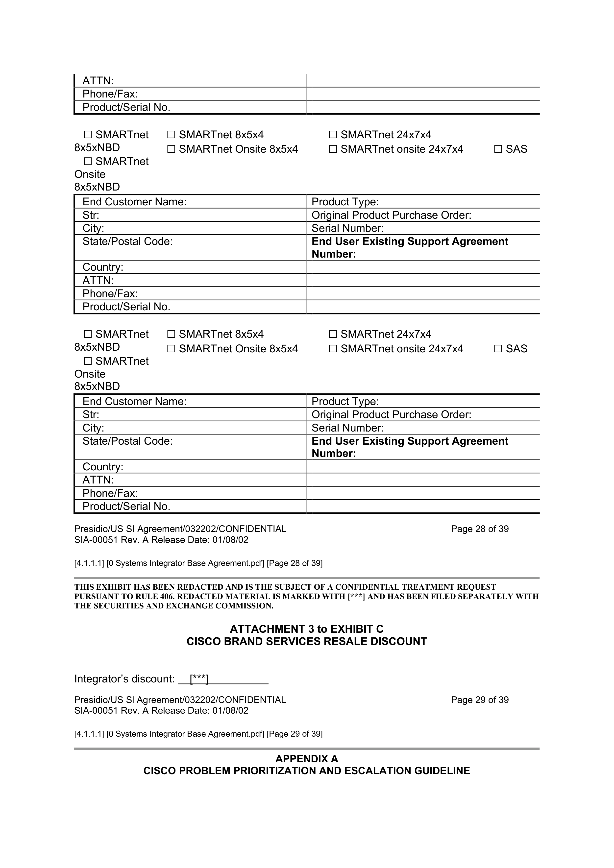 CISCO SYSTEMS INTEGRATOR AGREEMENT — page 29