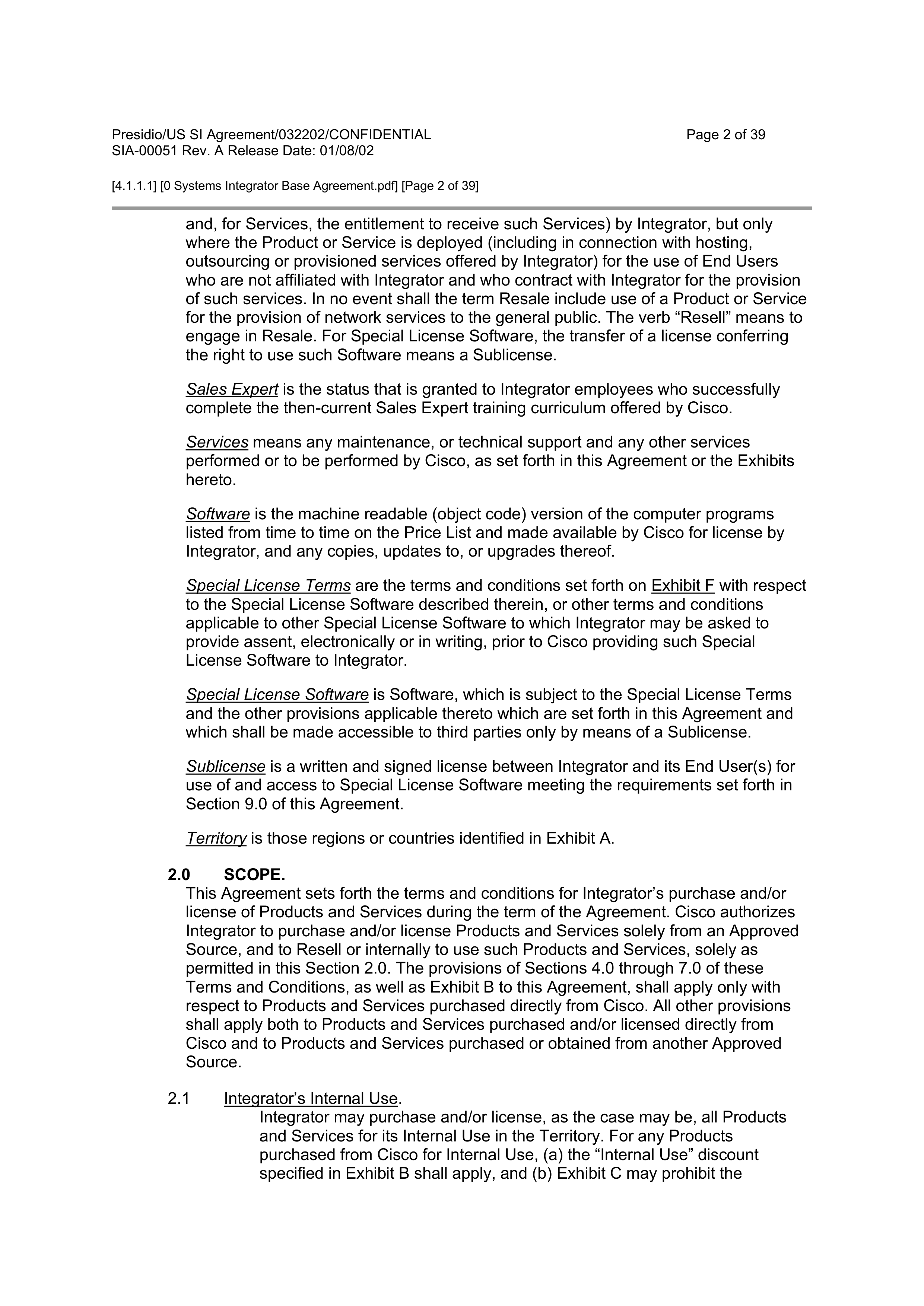 CISCO SYSTEMS INTEGRATOR AGREEMENT — page 3
