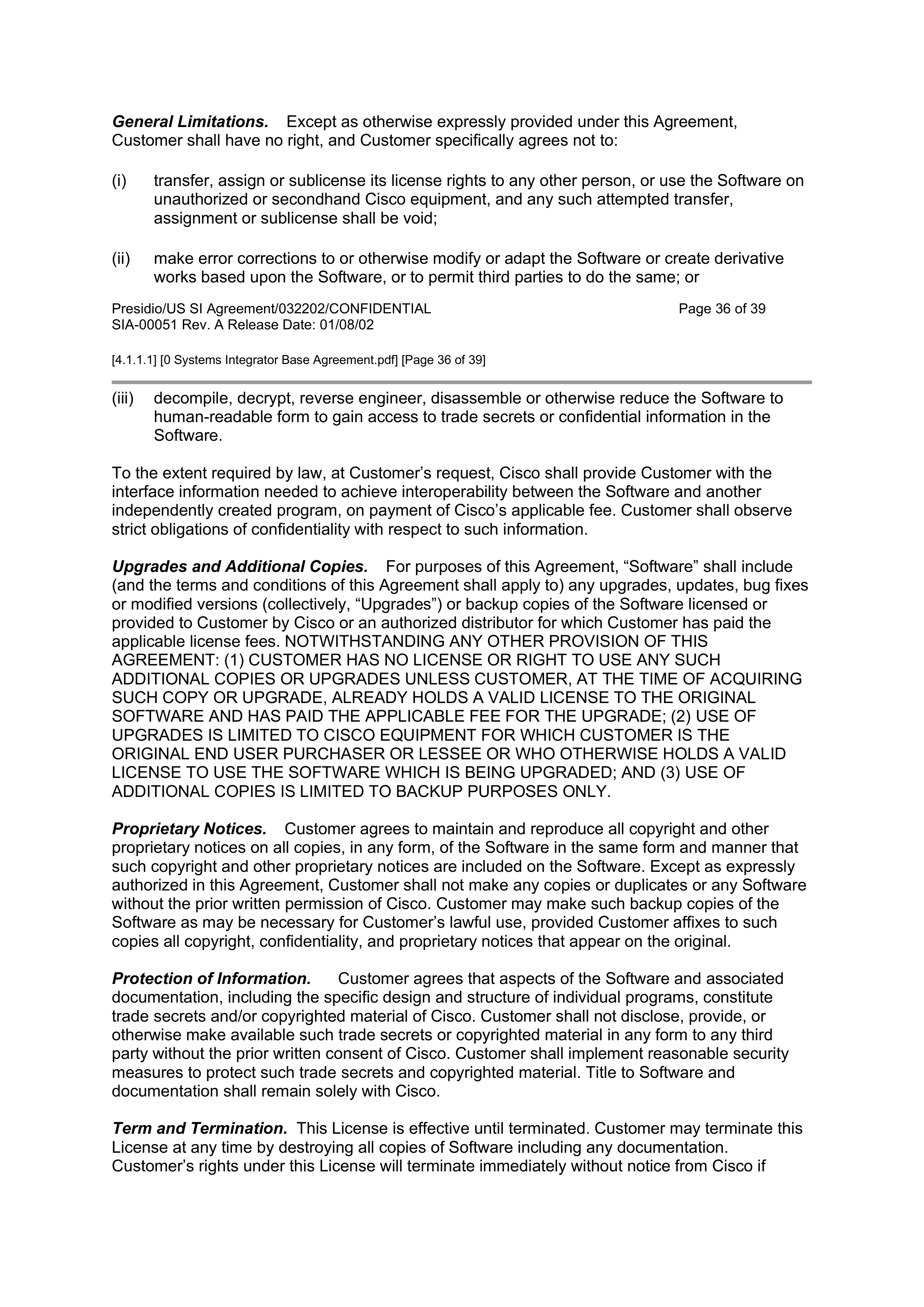 CISCO SYSTEMS INTEGRATOR AGREEMENT — page 37