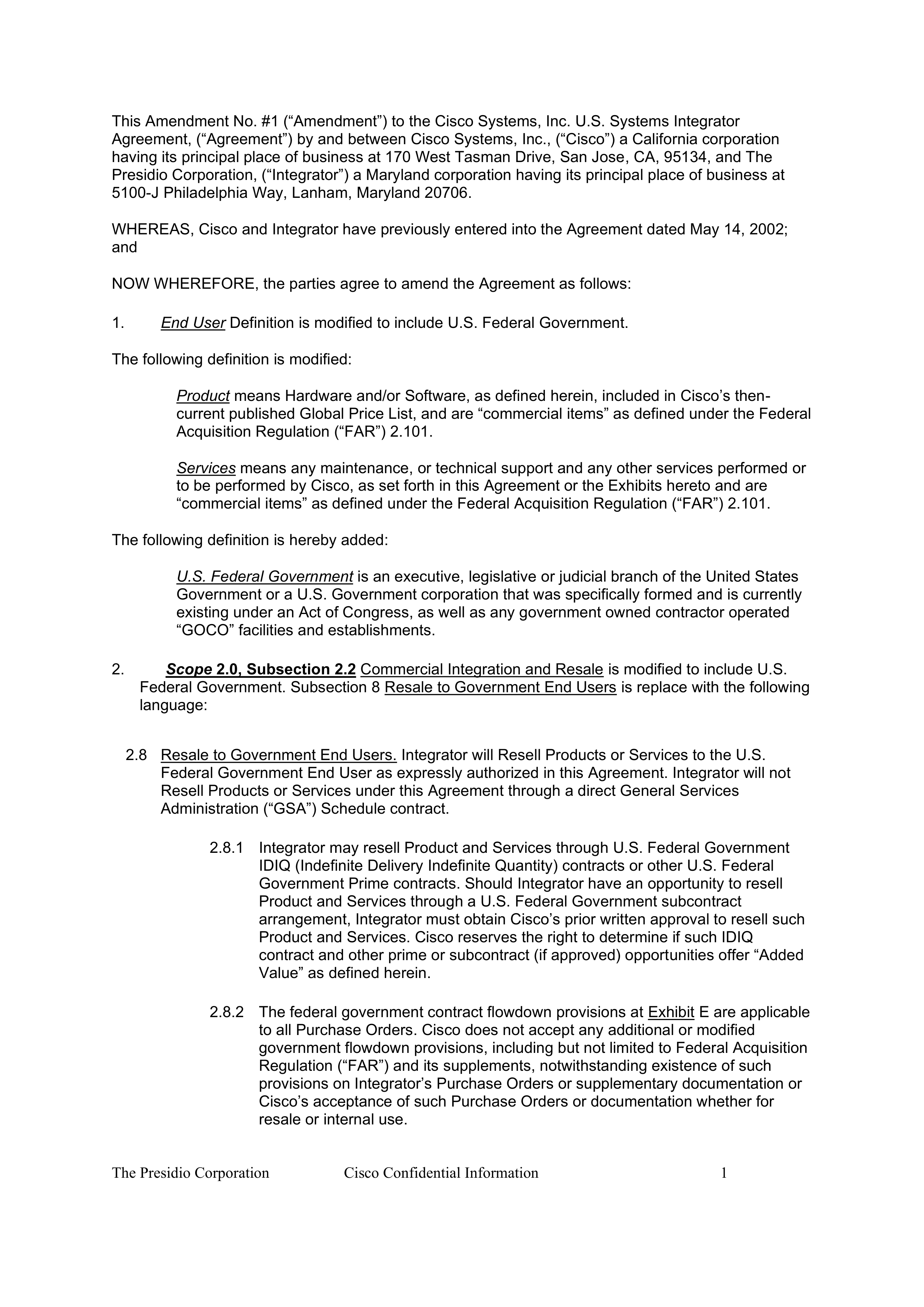 CISCO SYSTEMS INTEGRATOR AGREEMENT — page 40