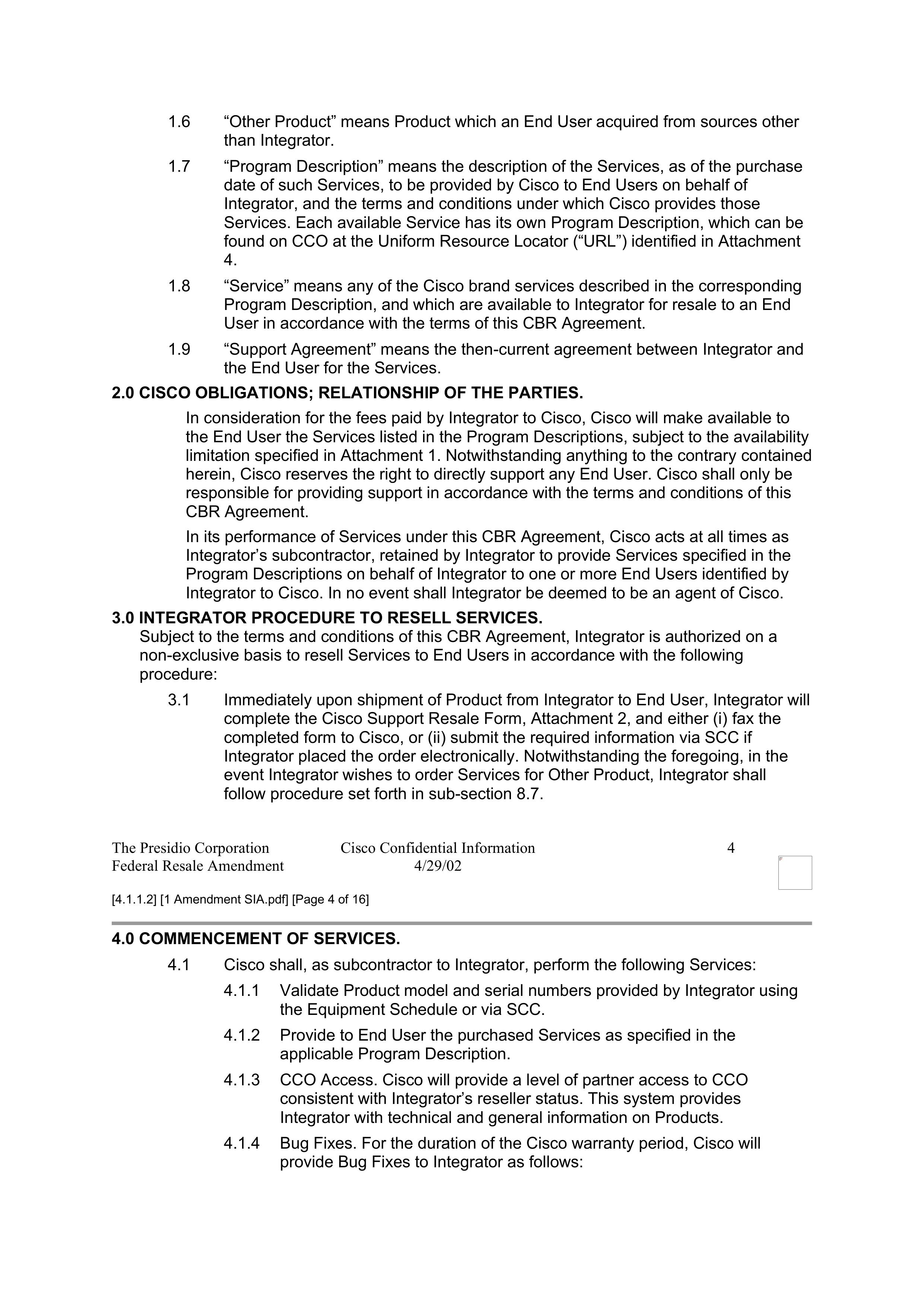 CISCO SYSTEMS INTEGRATOR AGREEMENT — page 43
