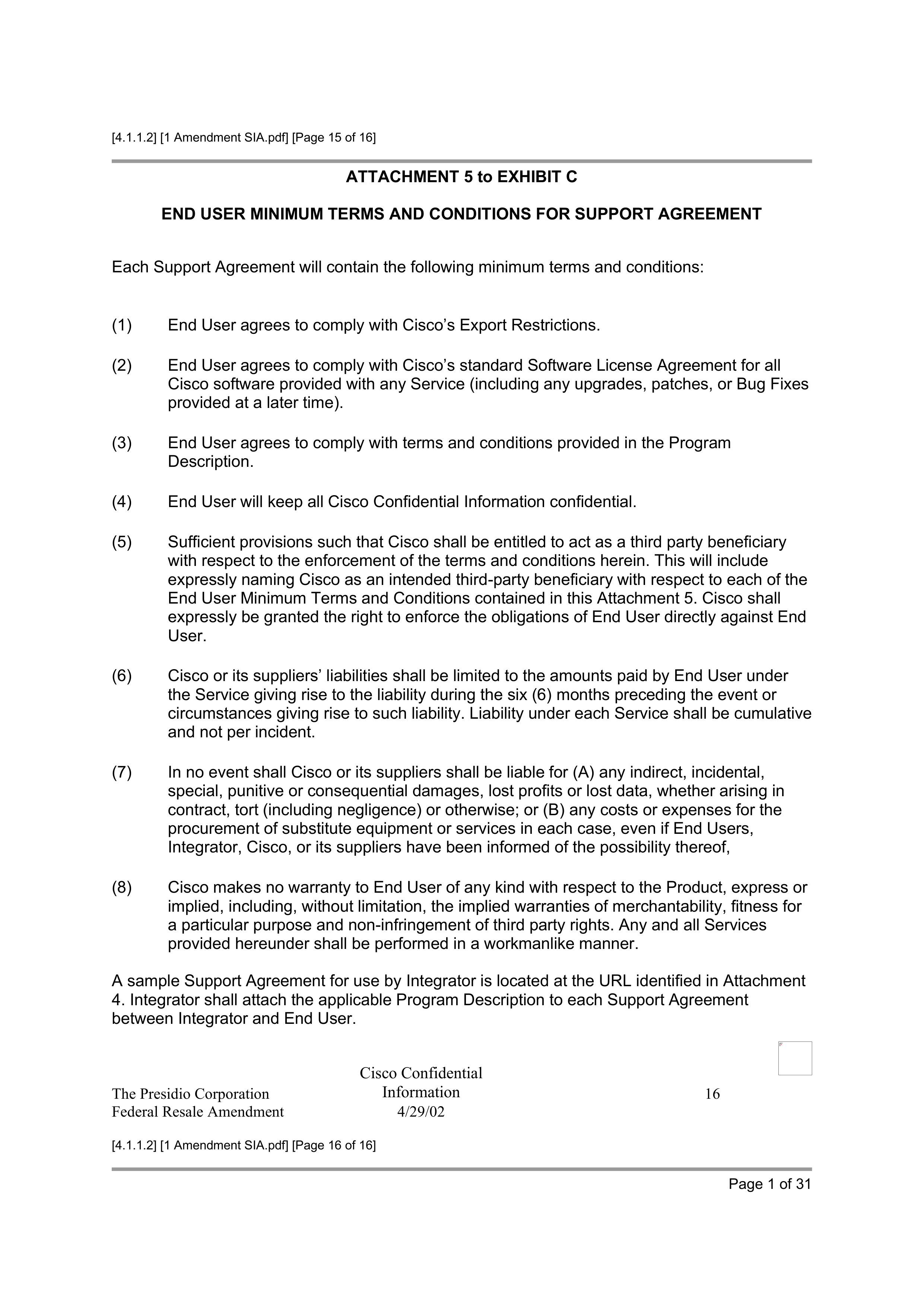 CISCO SYSTEMS INTEGRATOR AGREEMENT — page 54