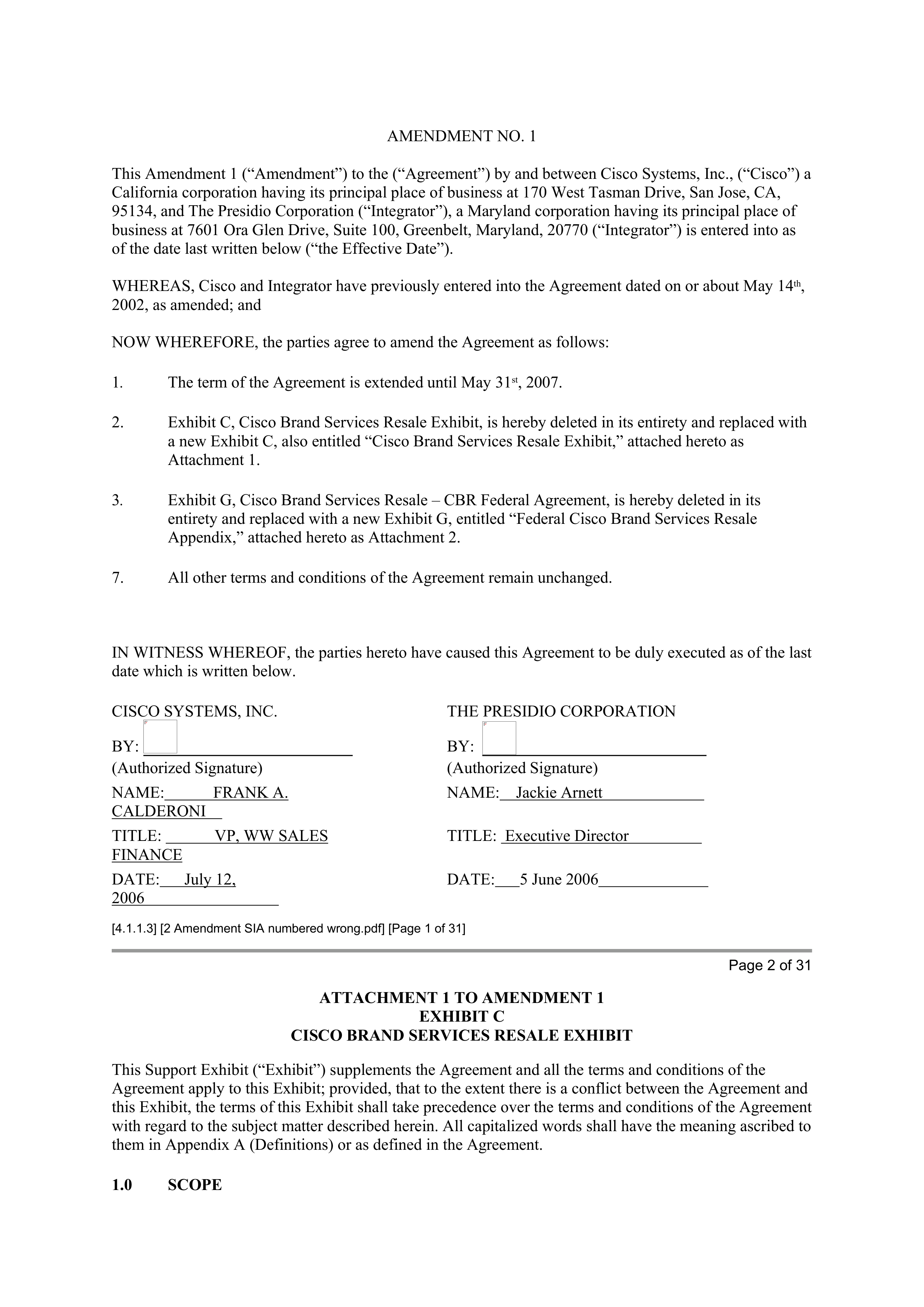CISCO SYSTEMS INTEGRATOR AGREEMENT — page 55