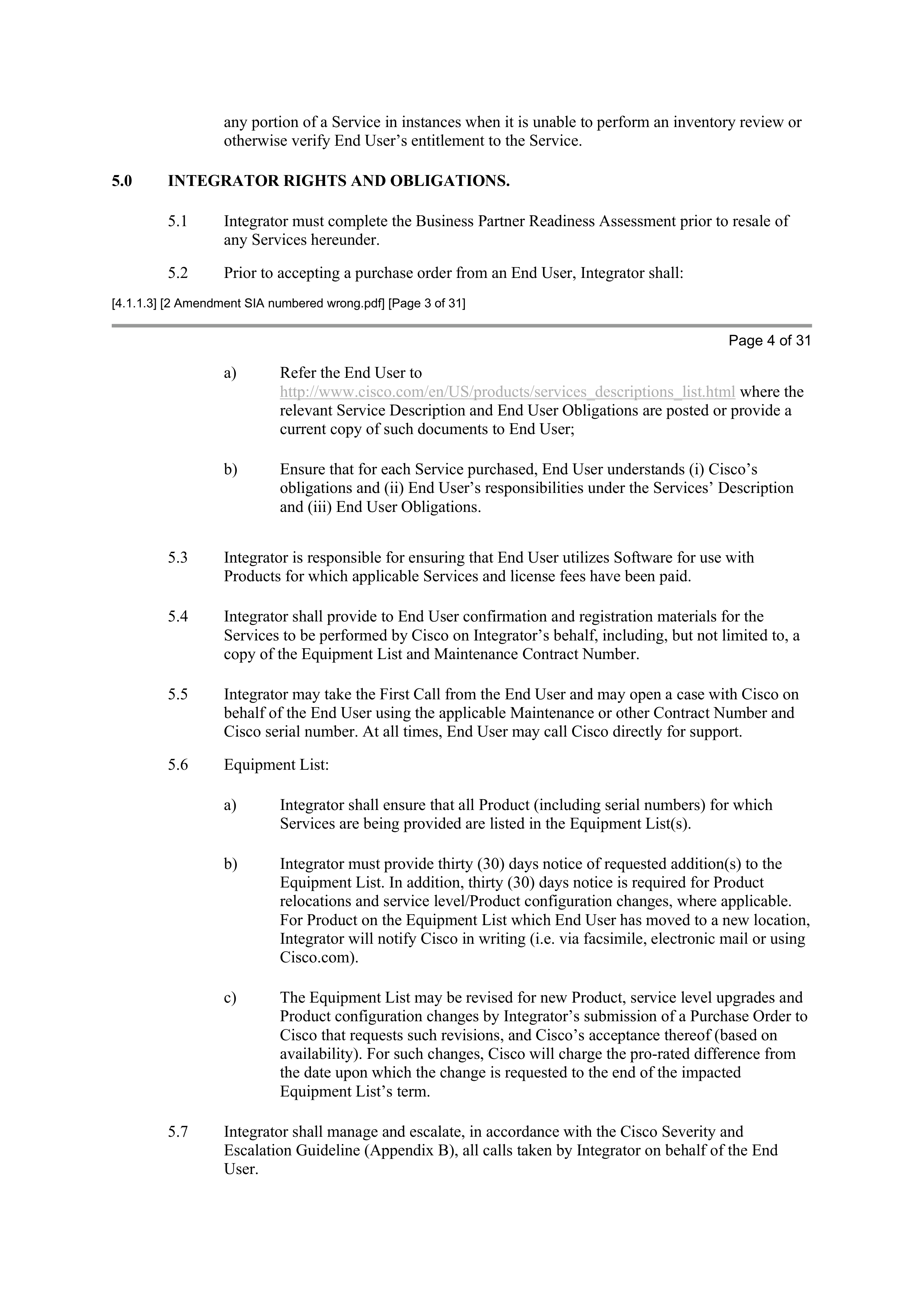CISCO SYSTEMS INTEGRATOR AGREEMENT — page 58