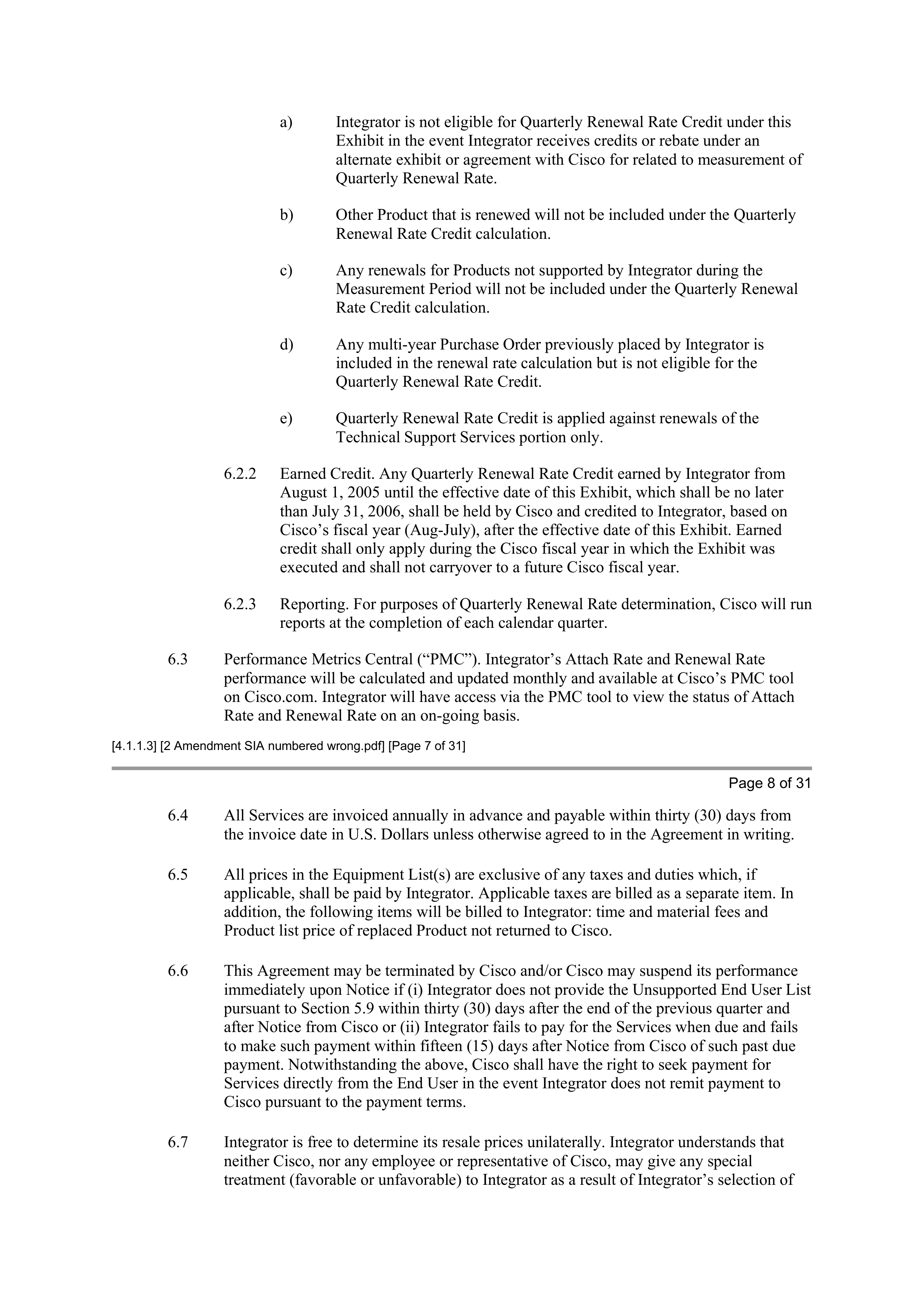 CISCO SYSTEMS INTEGRATOR AGREEMENT — page 63
