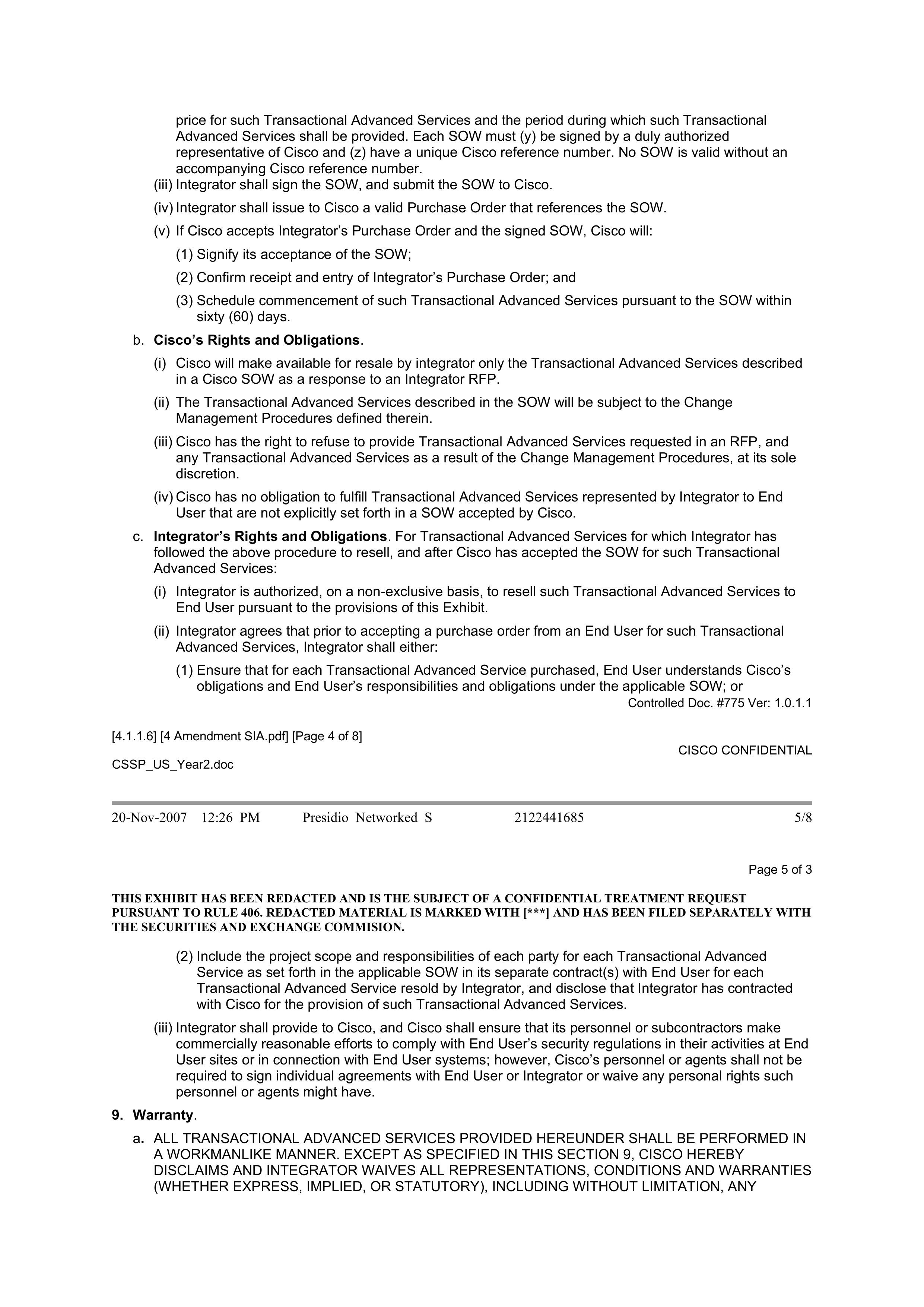 CISCO SYSTEMS INTEGRATOR AGREEMENT — page 89