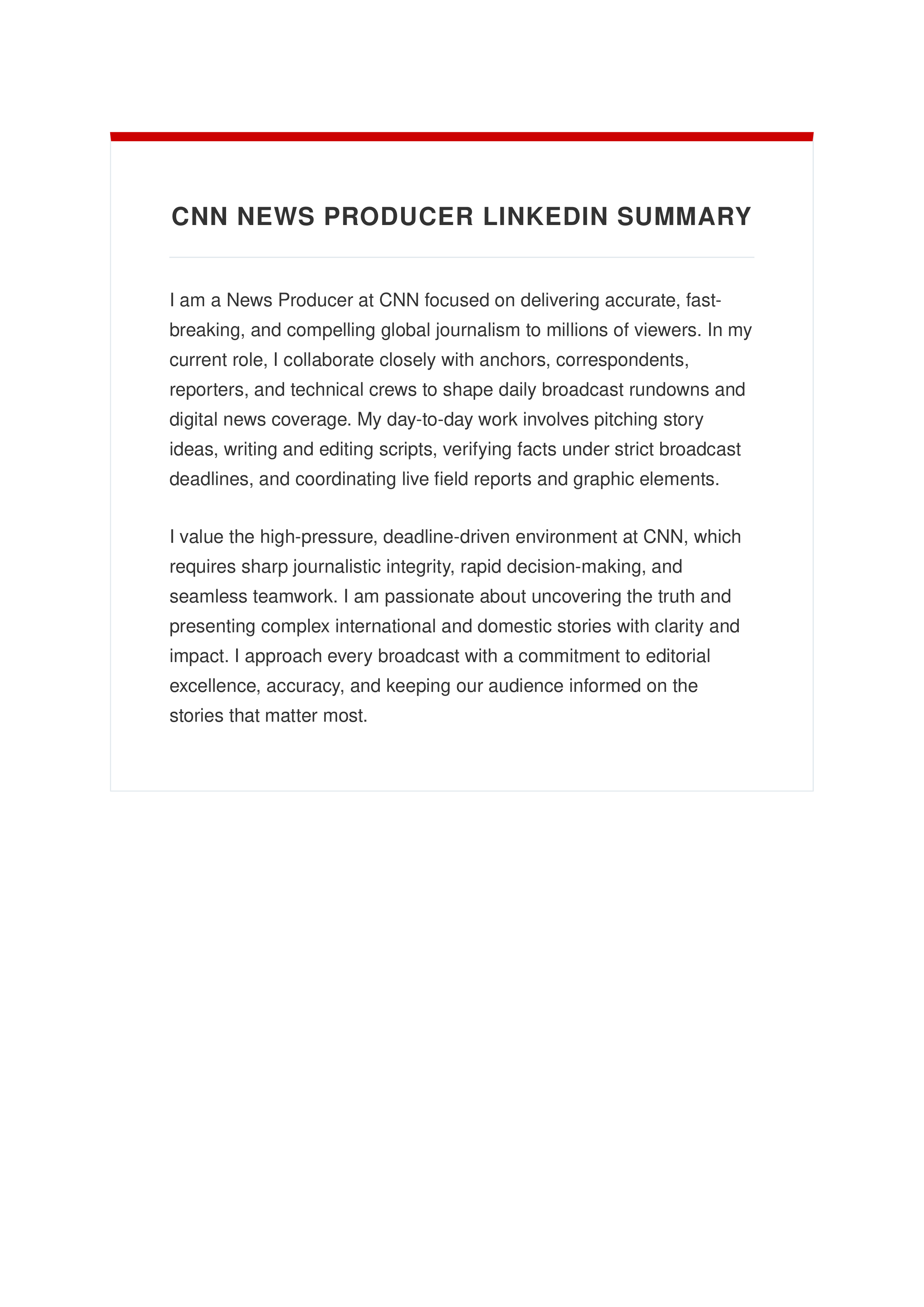 CNN News Producer LinkedIn Summary — page 1