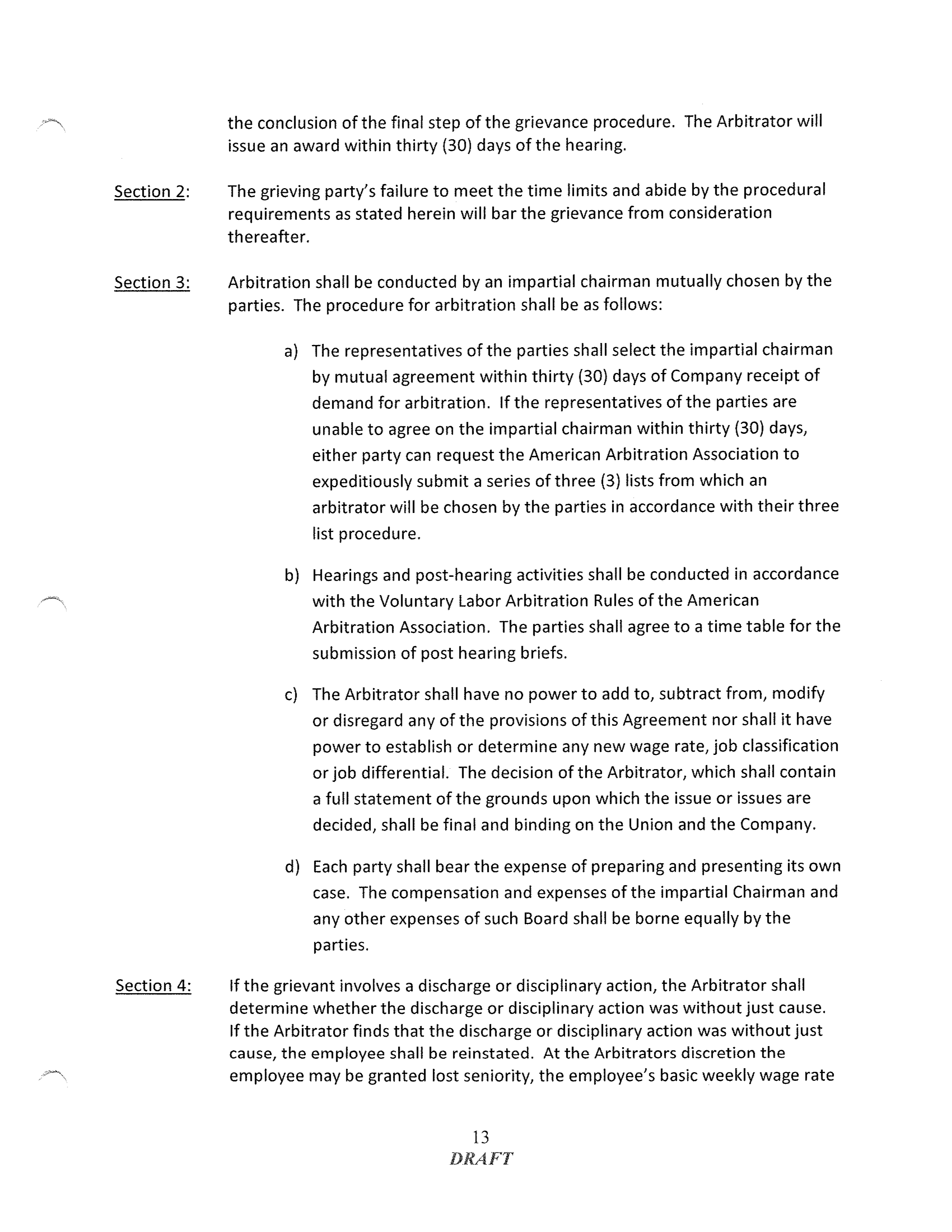 COMCAST COLLECTIVE BARGAINING AGREEMENT — page 13