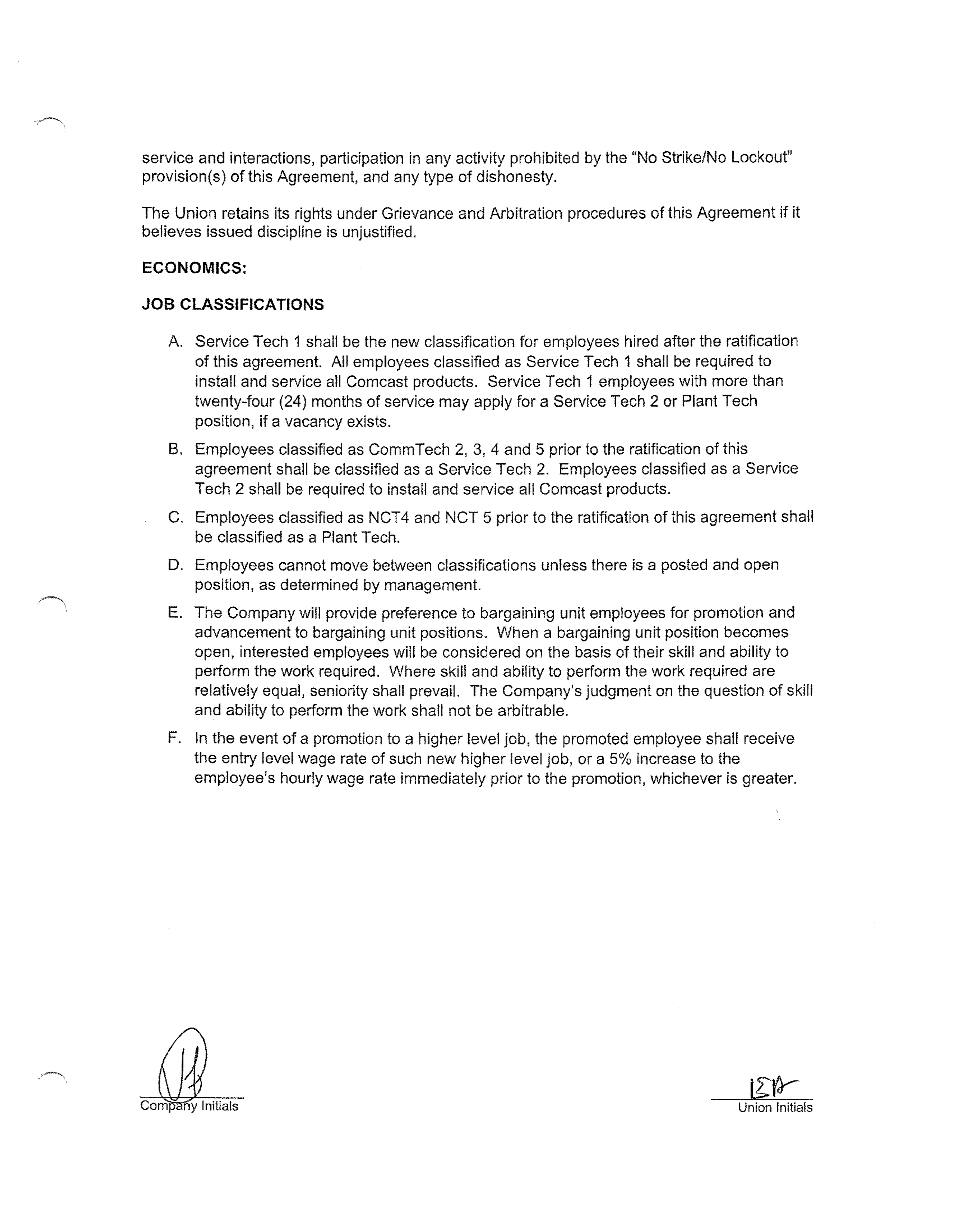 COMCAST COLLECTIVE BARGAINING AGREEMENT — page 37