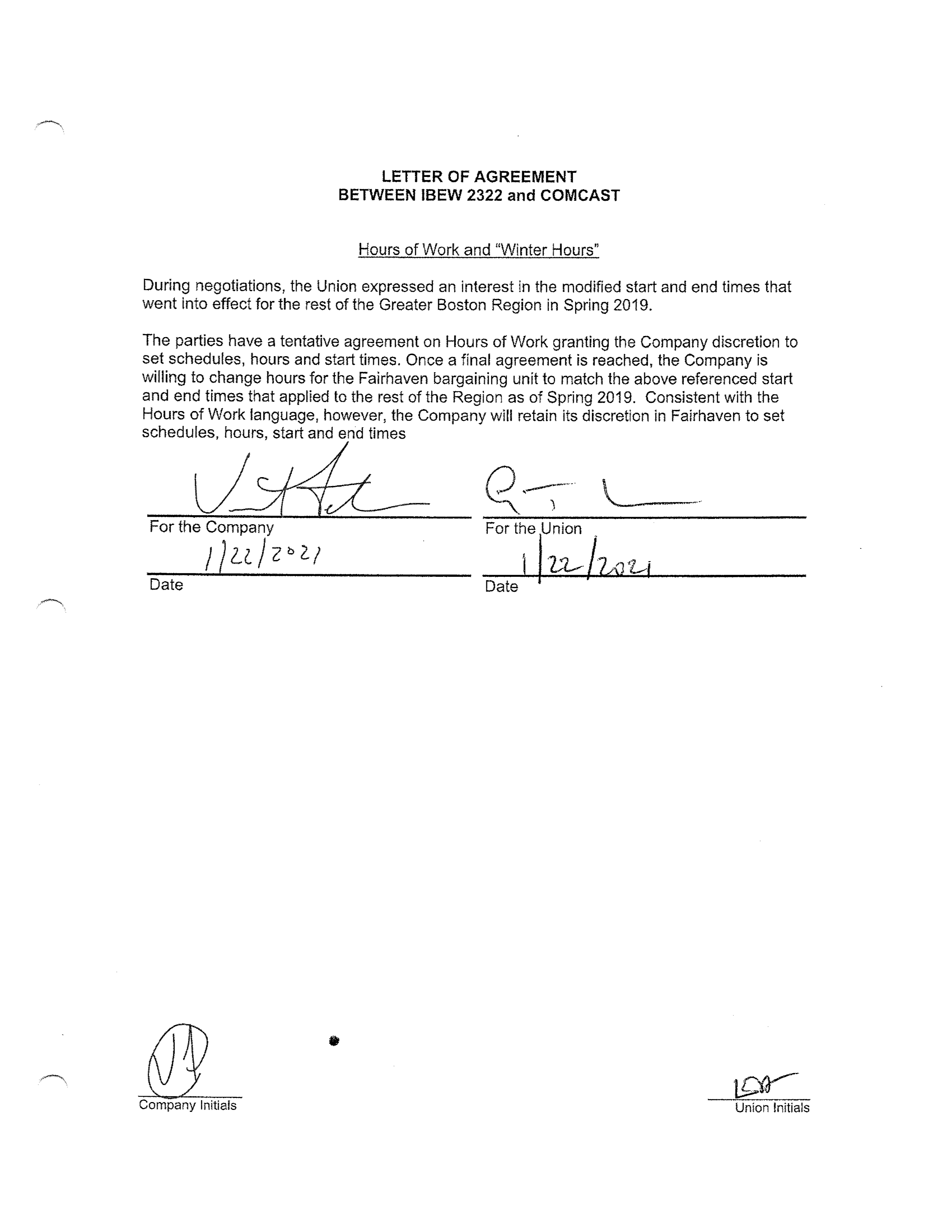 COMCAST COLLECTIVE BARGAINING AGREEMENT — page 40