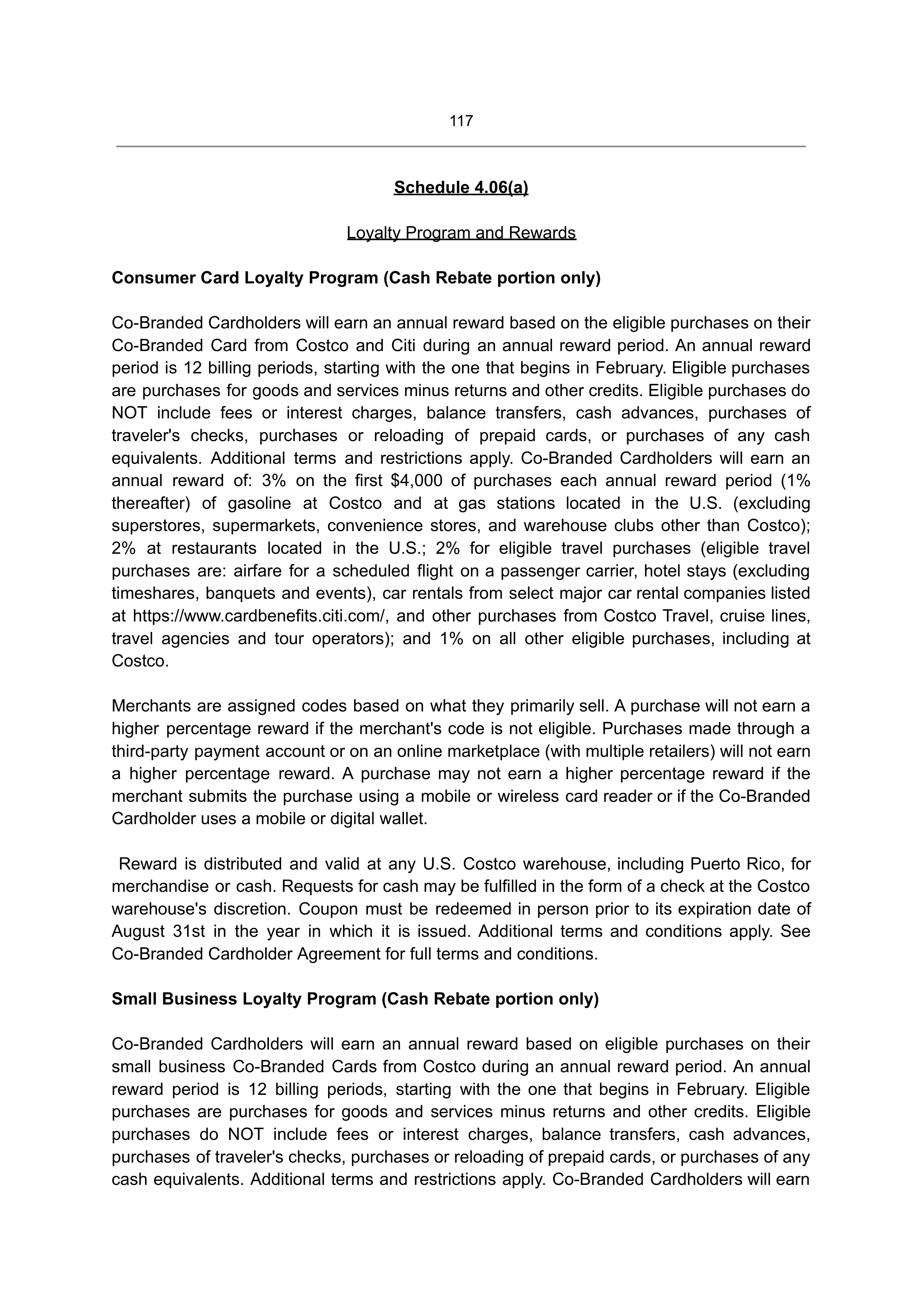 COSTCO CO-BRANDED PROGRAM AGREEMENT — page 105