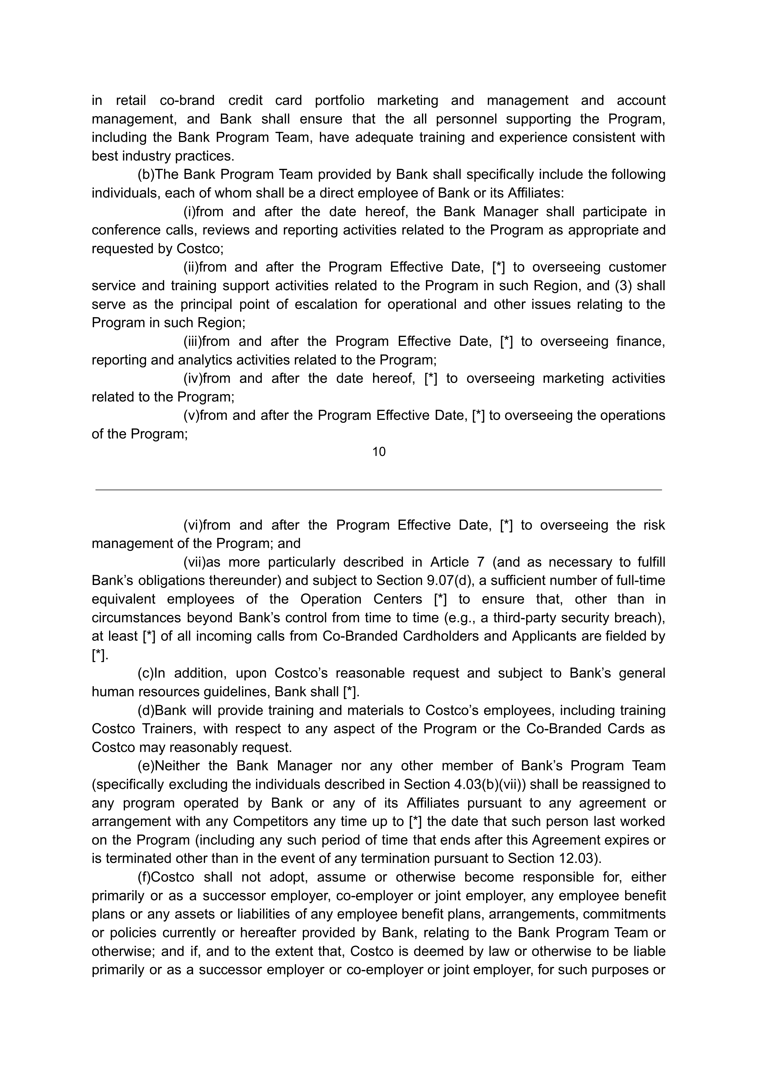 COSTCO CO-BRANDED PROGRAM AGREEMENT — page 11