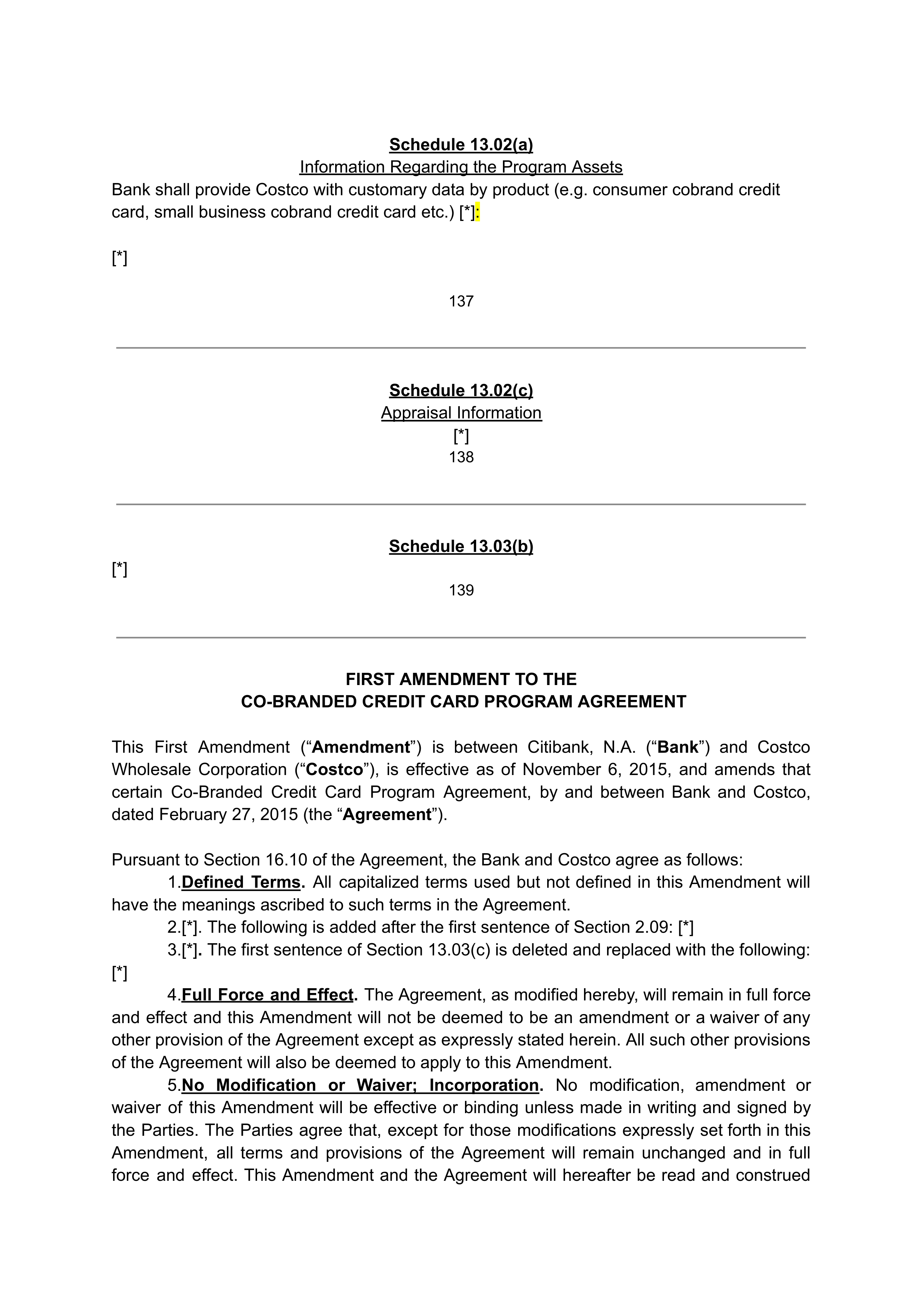 COSTCO CO-BRANDED PROGRAM AGREEMENT — page 114