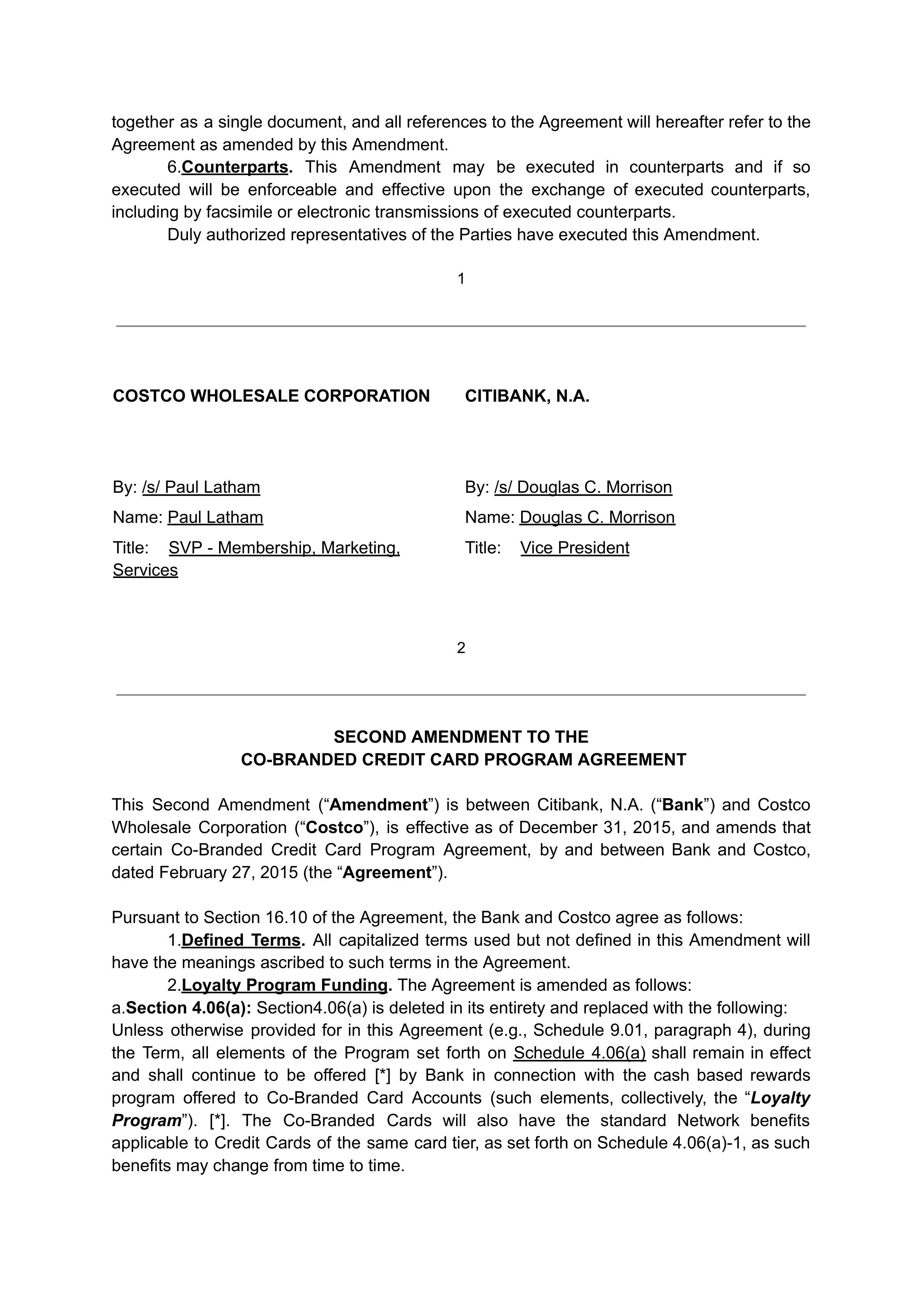 COSTCO CO-BRANDED PROGRAM AGREEMENT — page 115
