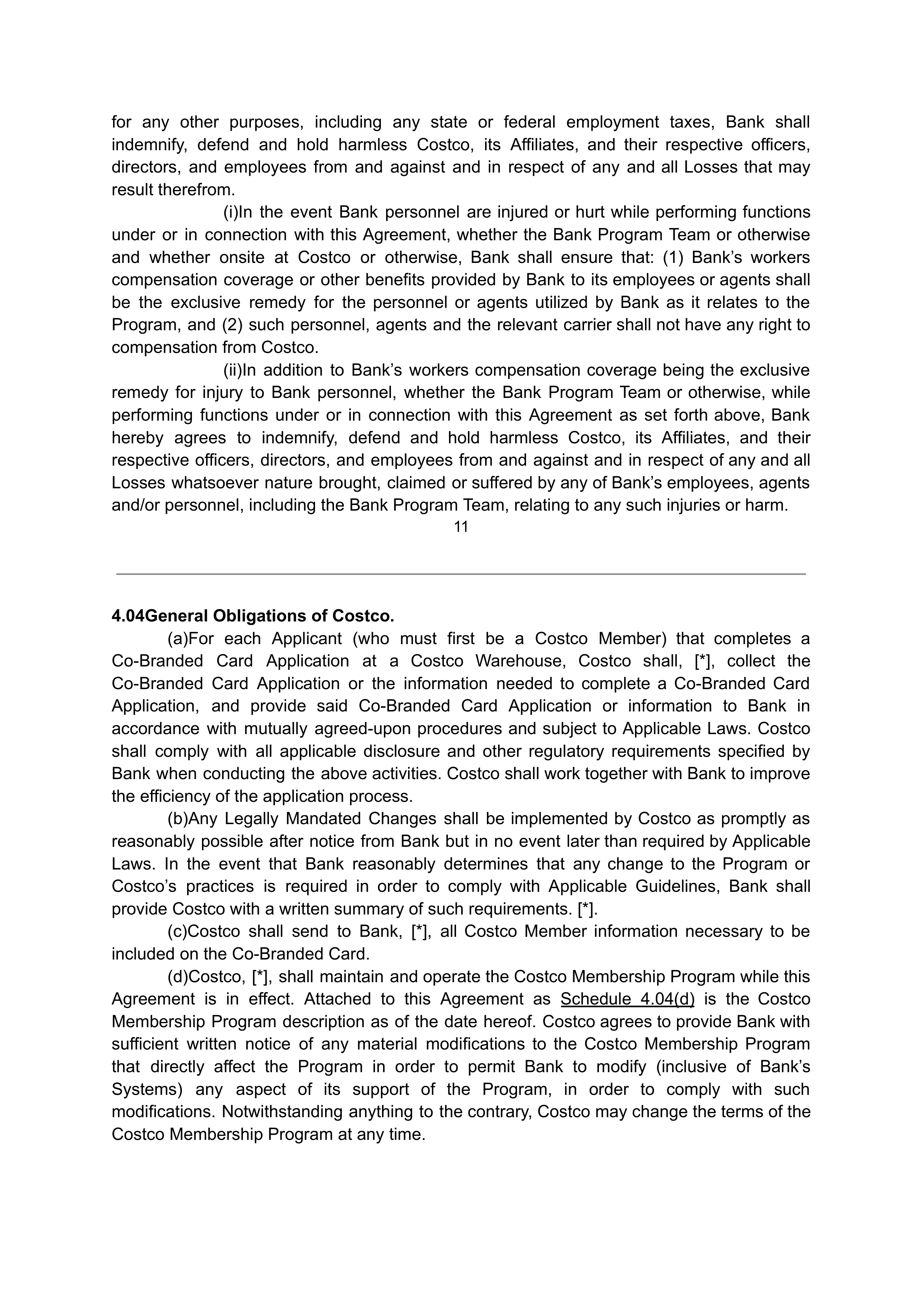 COSTCO CO-BRANDED PROGRAM AGREEMENT — page 12