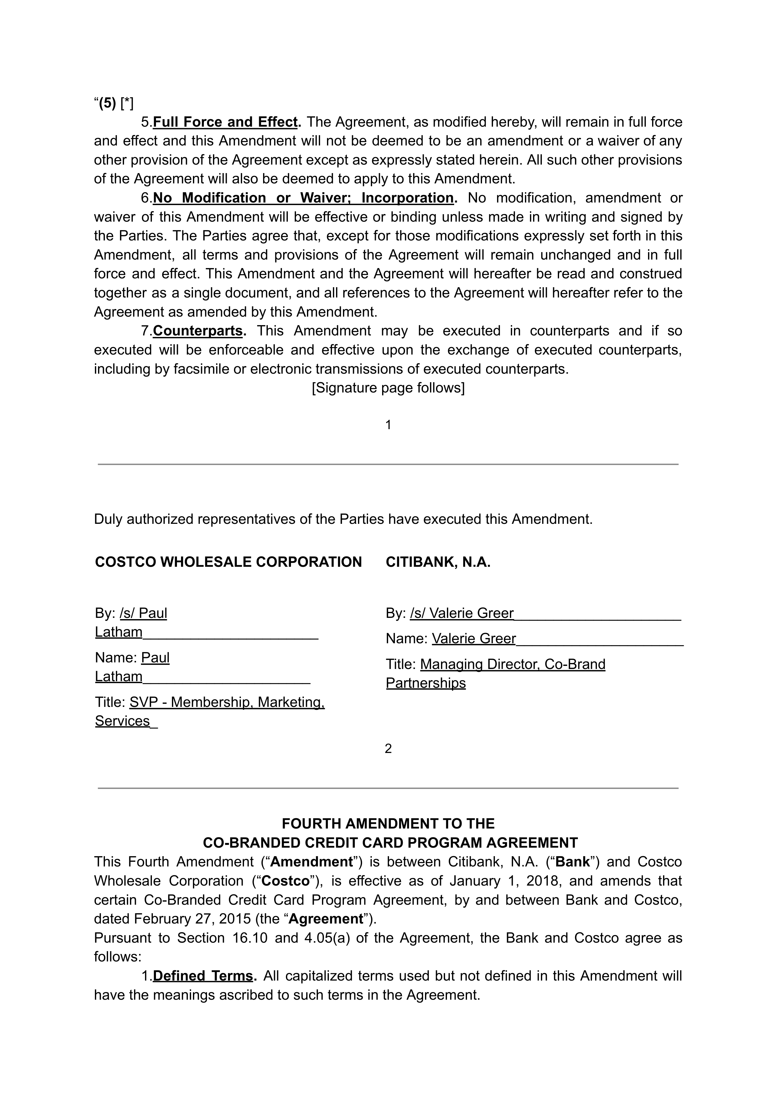 COSTCO CO-BRANDED PROGRAM AGREEMENT — page 128