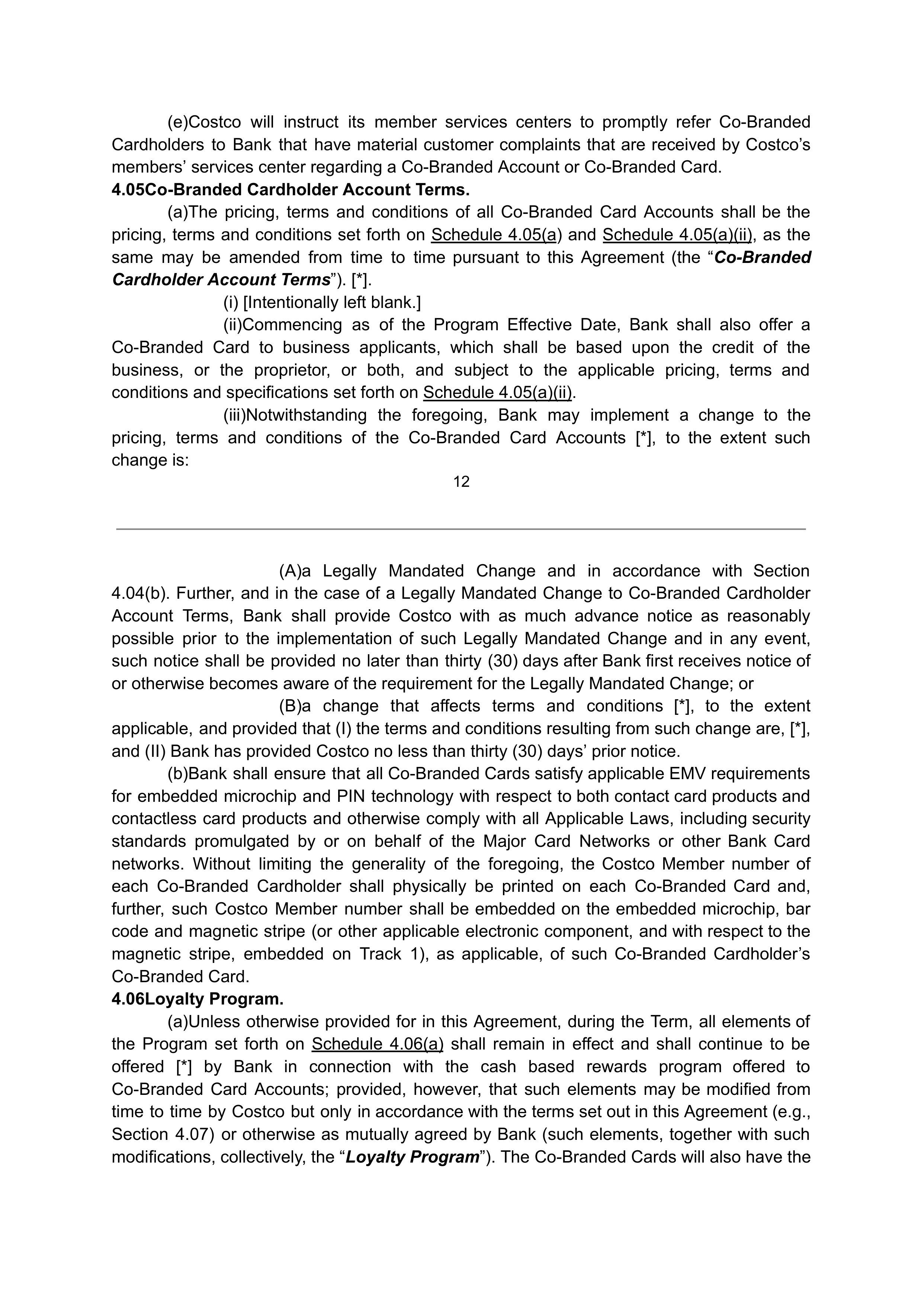 COSTCO CO-BRANDED PROGRAM AGREEMENT — page 13