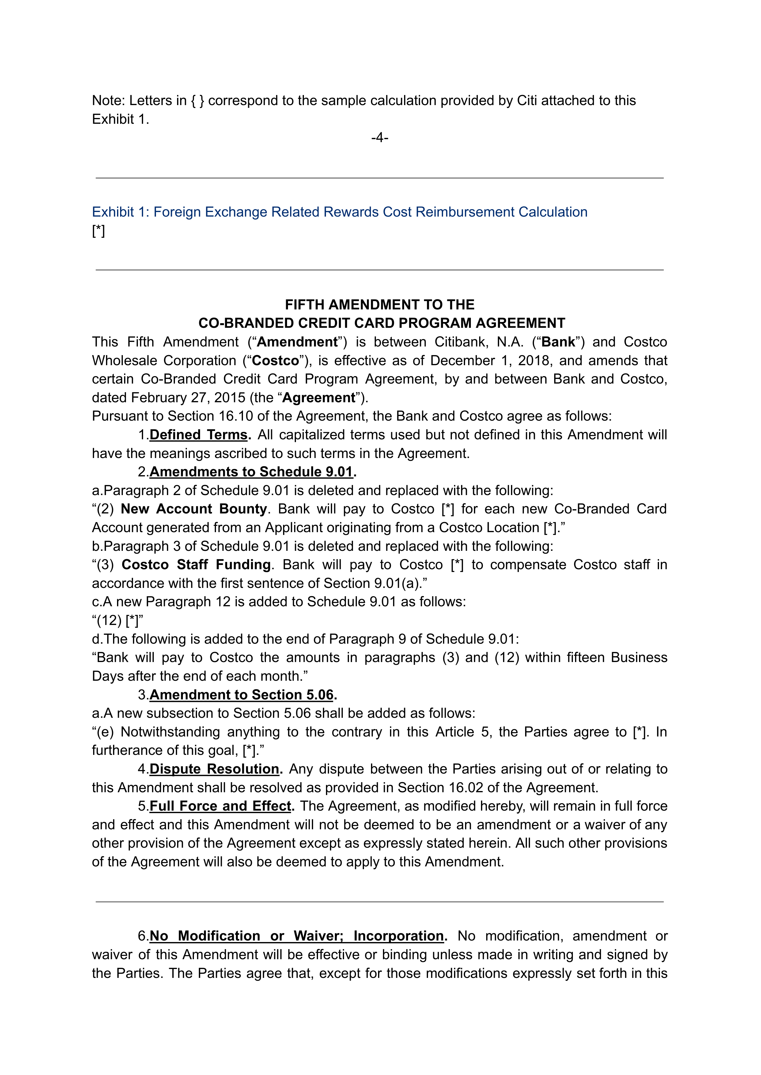 COSTCO CO-BRANDED PROGRAM AGREEMENT — page 131