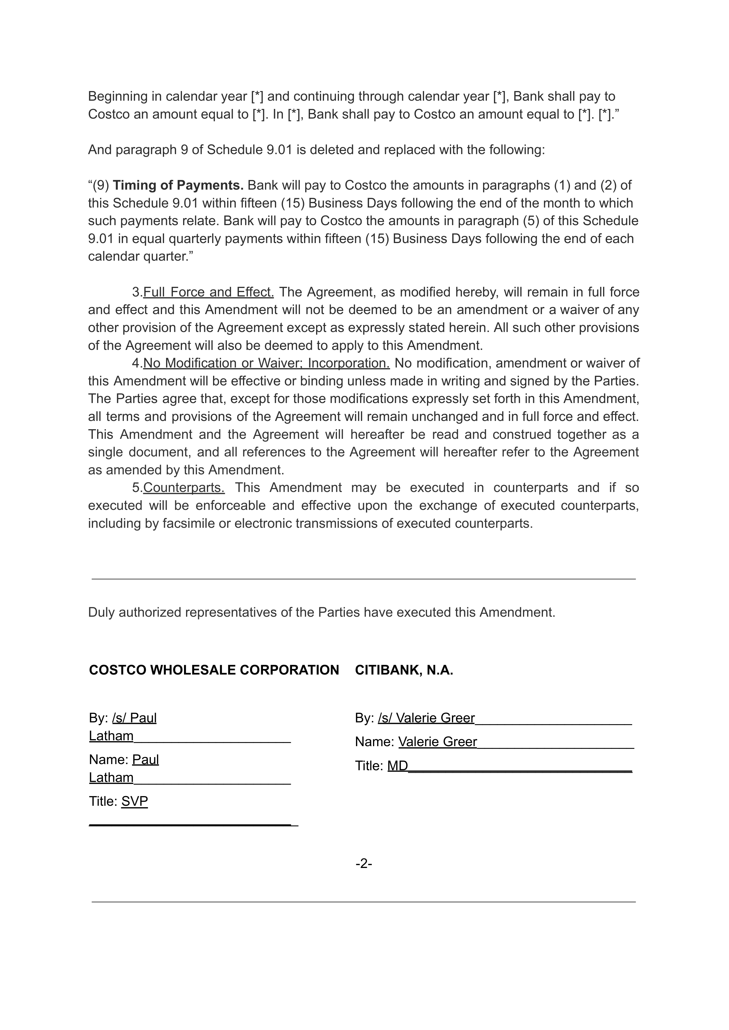 COSTCO CO-BRANDED PROGRAM AGREEMENT — page 133