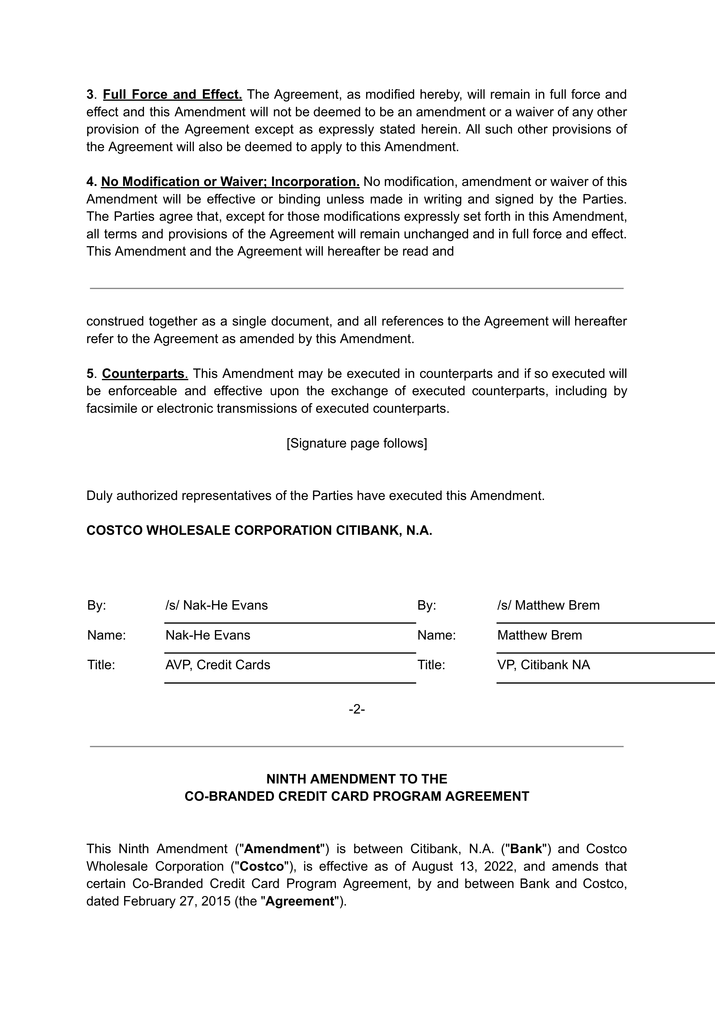 COSTCO CO-BRANDED PROGRAM AGREEMENT — page 136