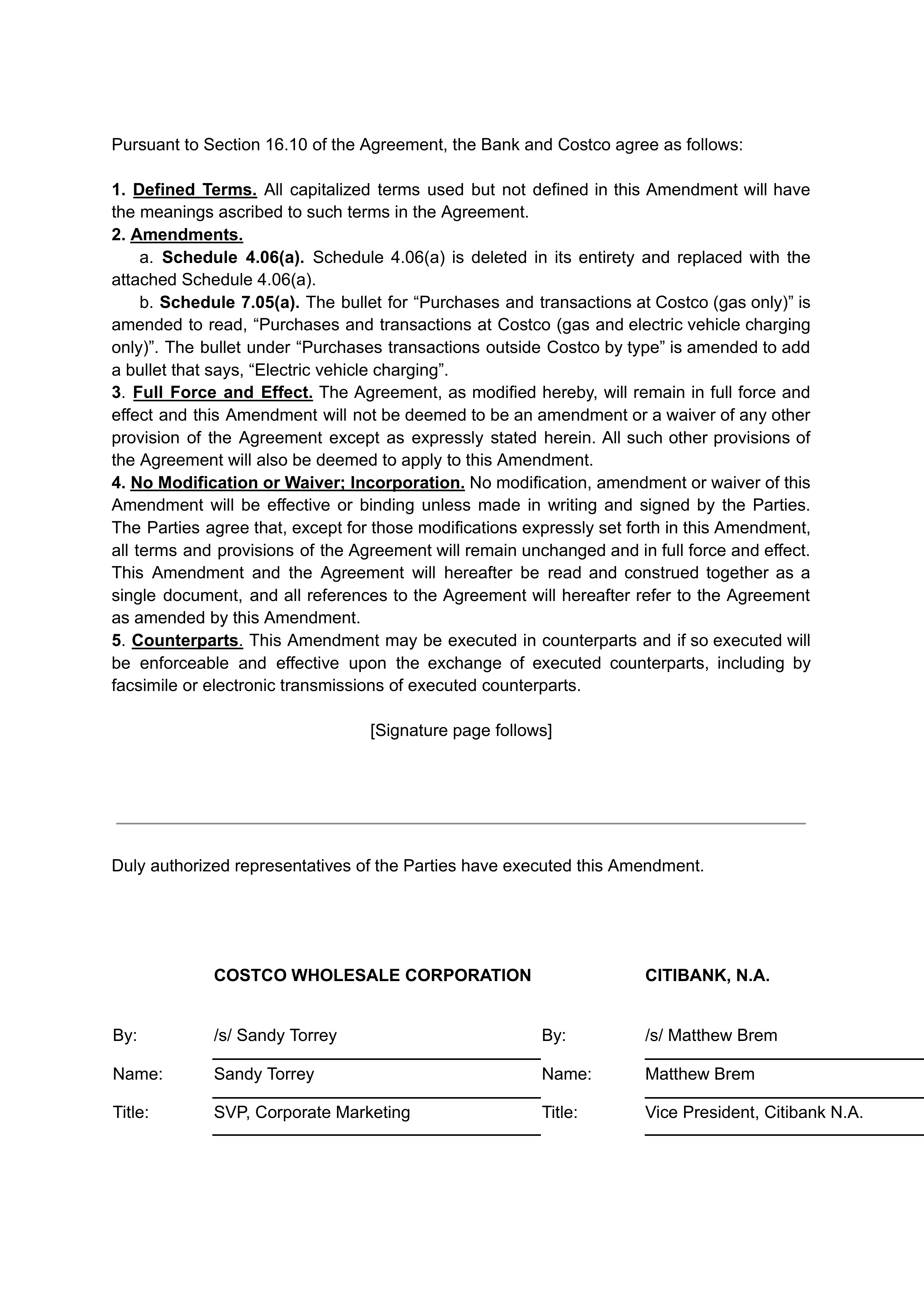 COSTCO CO-BRANDED PROGRAM AGREEMENT — page 137