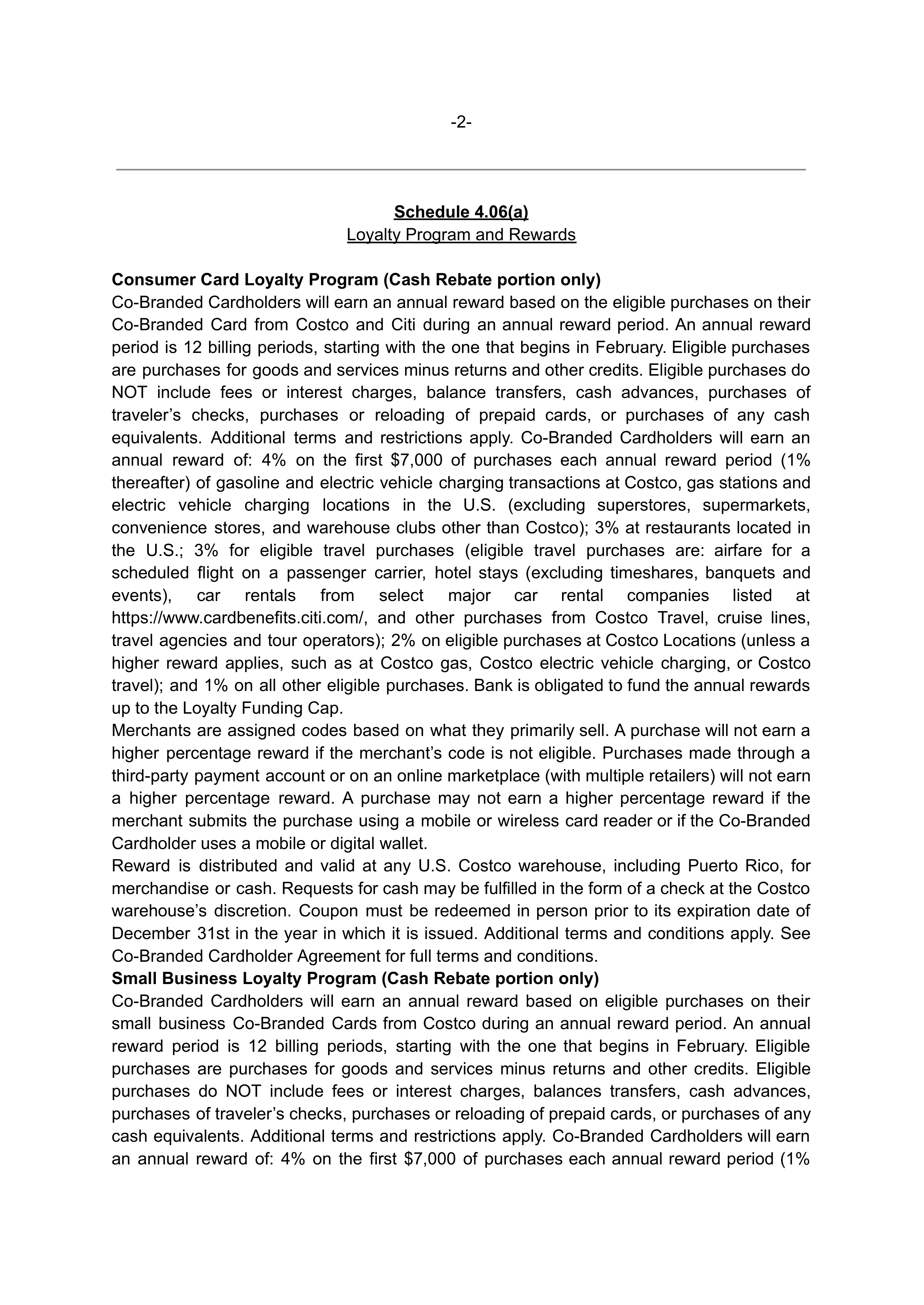 COSTCO CO-BRANDED PROGRAM AGREEMENT — page 138