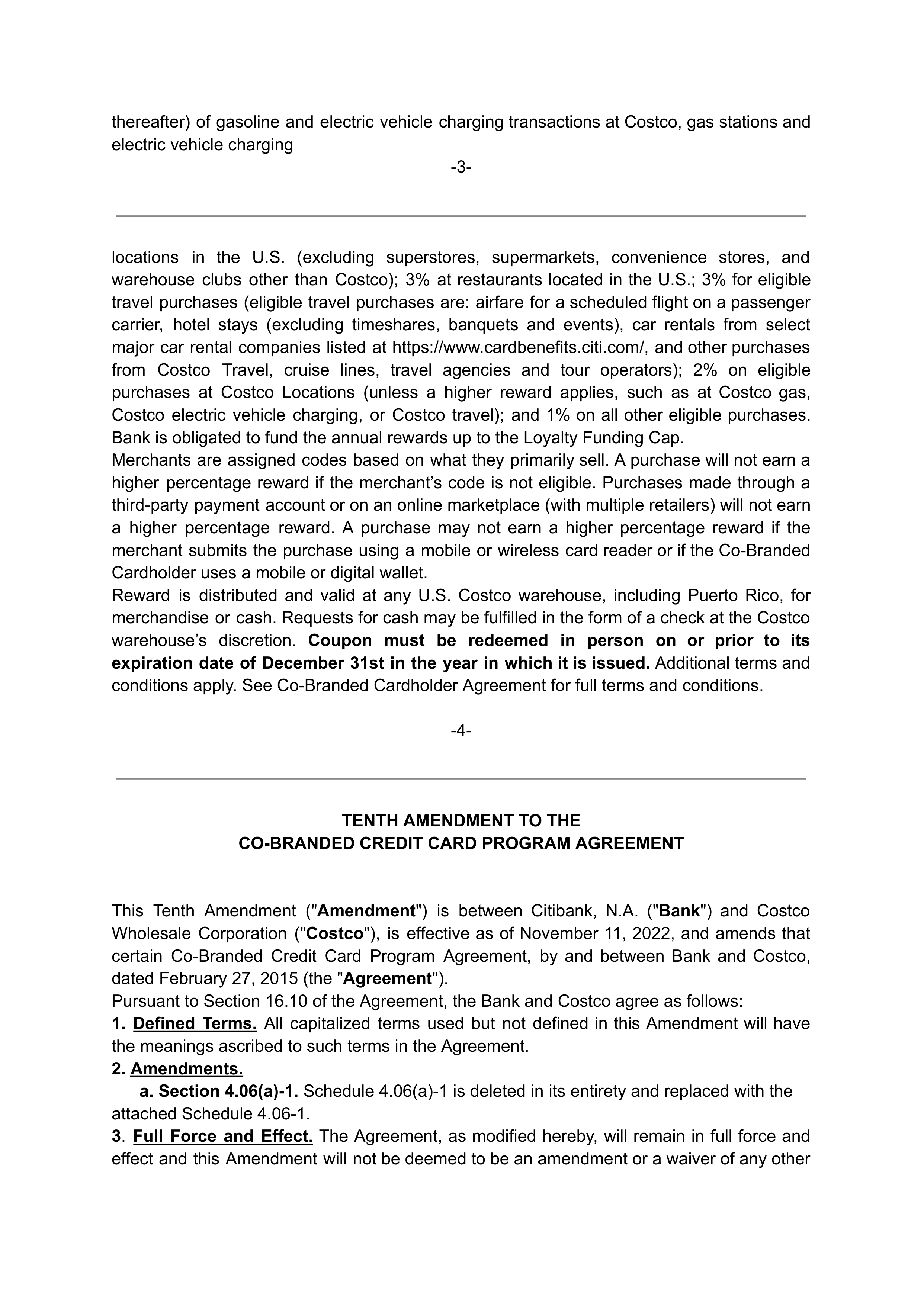 COSTCO CO-BRANDED PROGRAM AGREEMENT — page 139