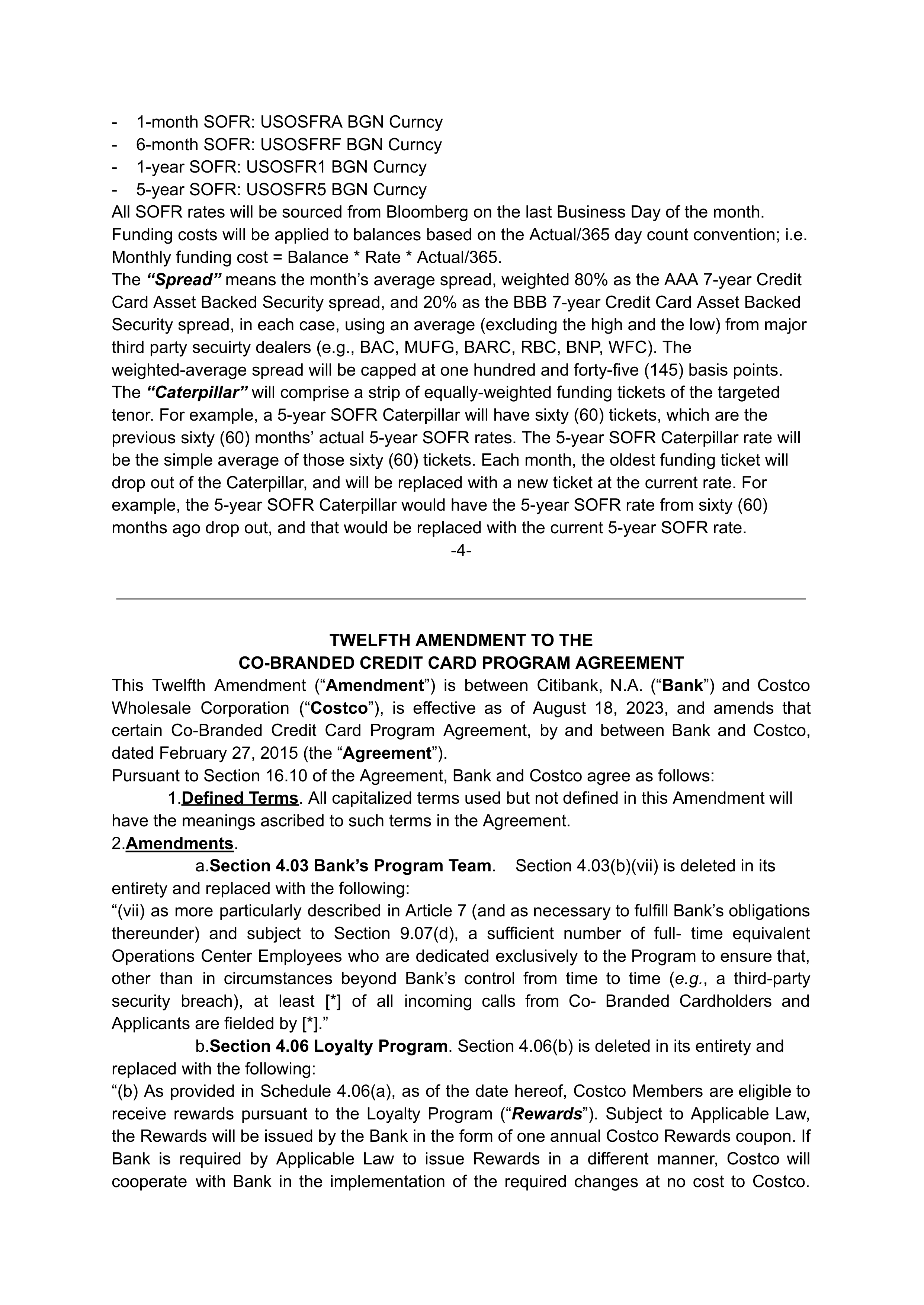 COSTCO CO-BRANDED PROGRAM AGREEMENT — page 143