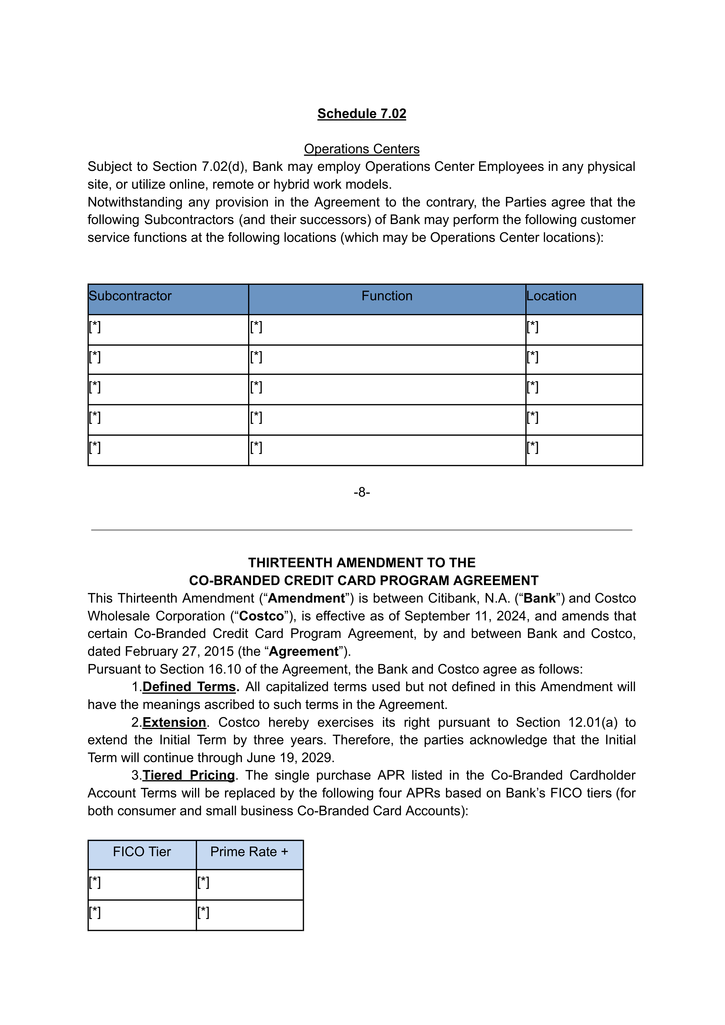 COSTCO CO-BRANDED PROGRAM AGREEMENT — page 148