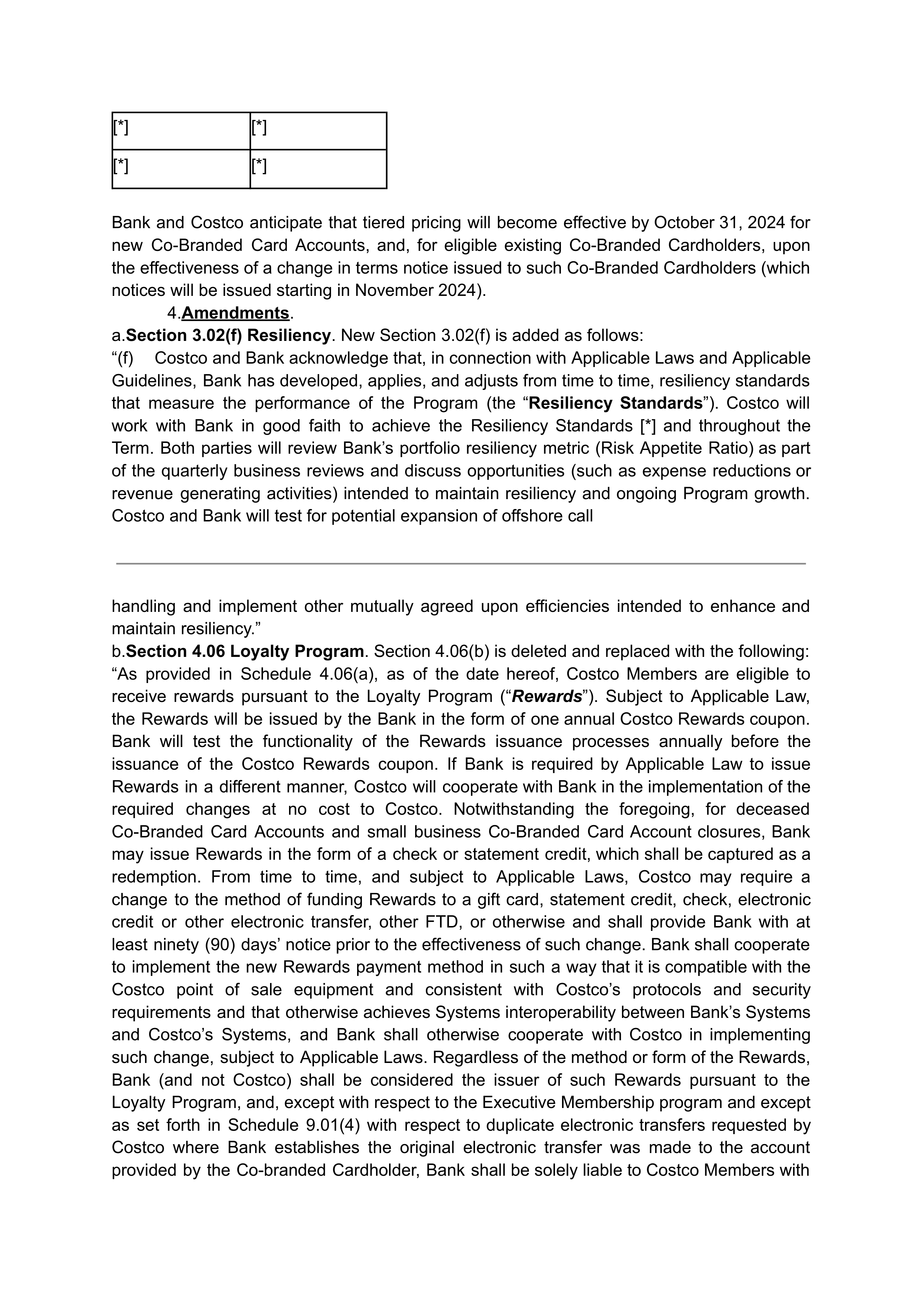COSTCO CO-BRANDED PROGRAM AGREEMENT — page 149