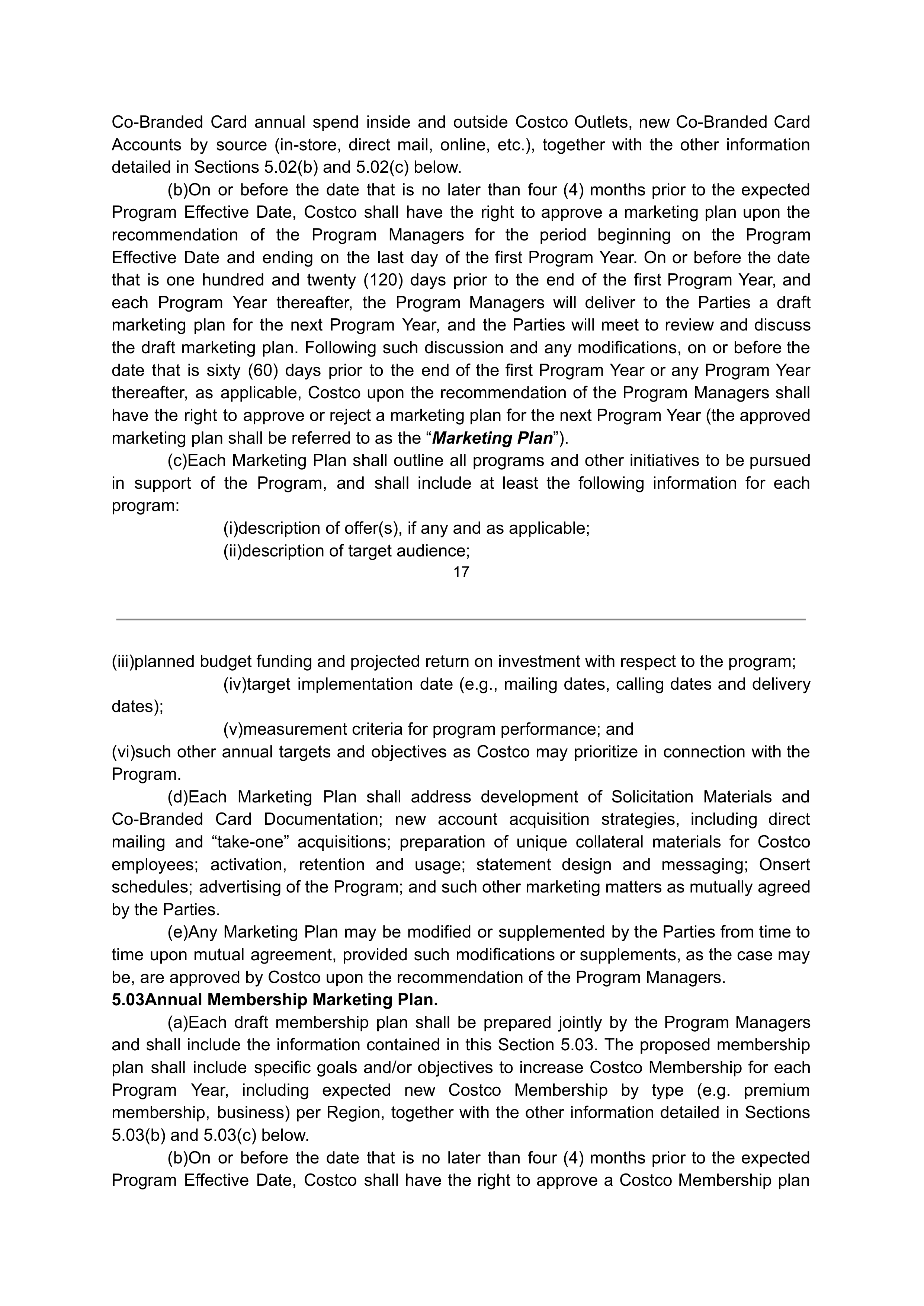 COSTCO CO-BRANDED PROGRAM AGREEMENT — page 18