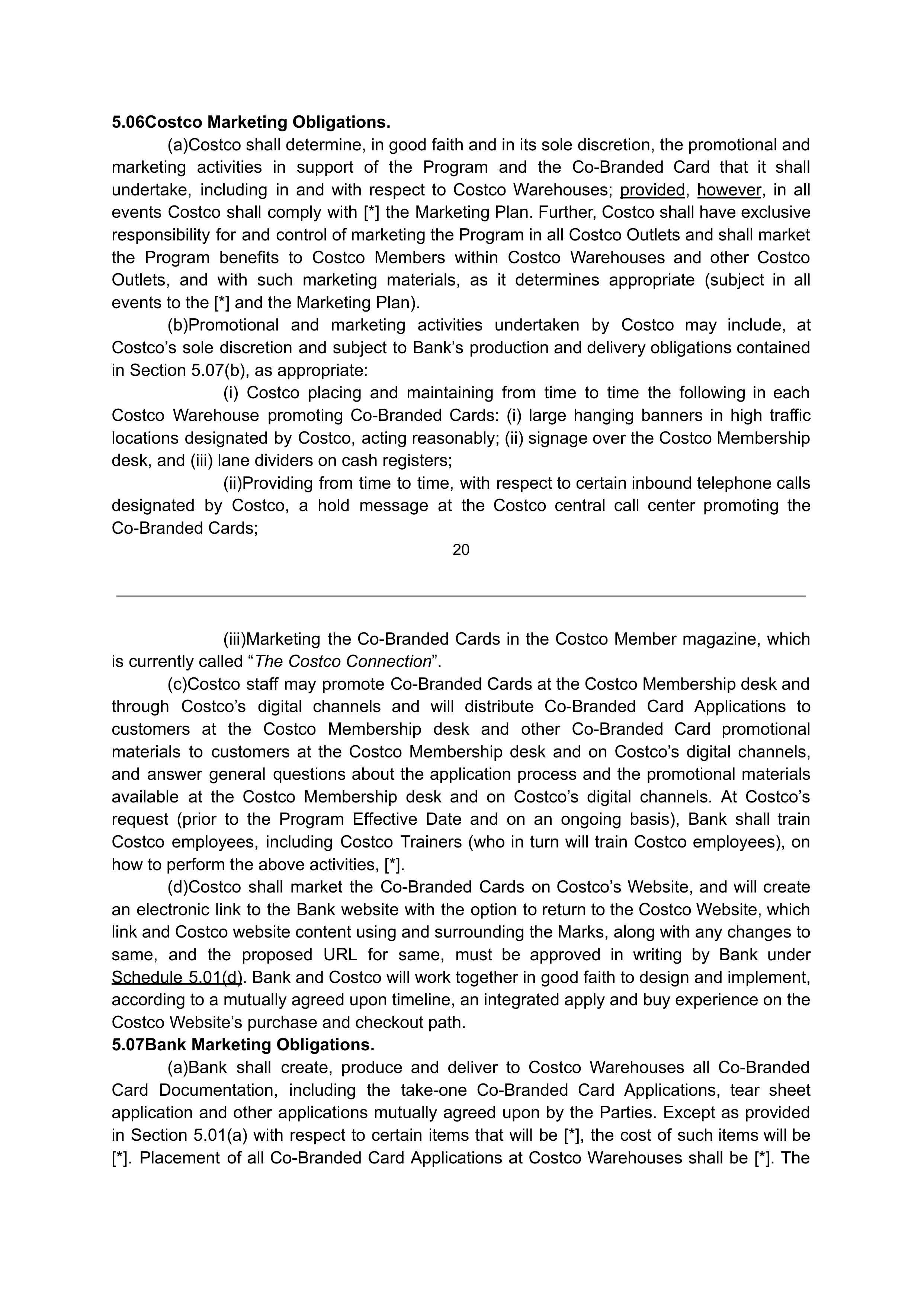 COSTCO CO-BRANDED PROGRAM AGREEMENT — page 21