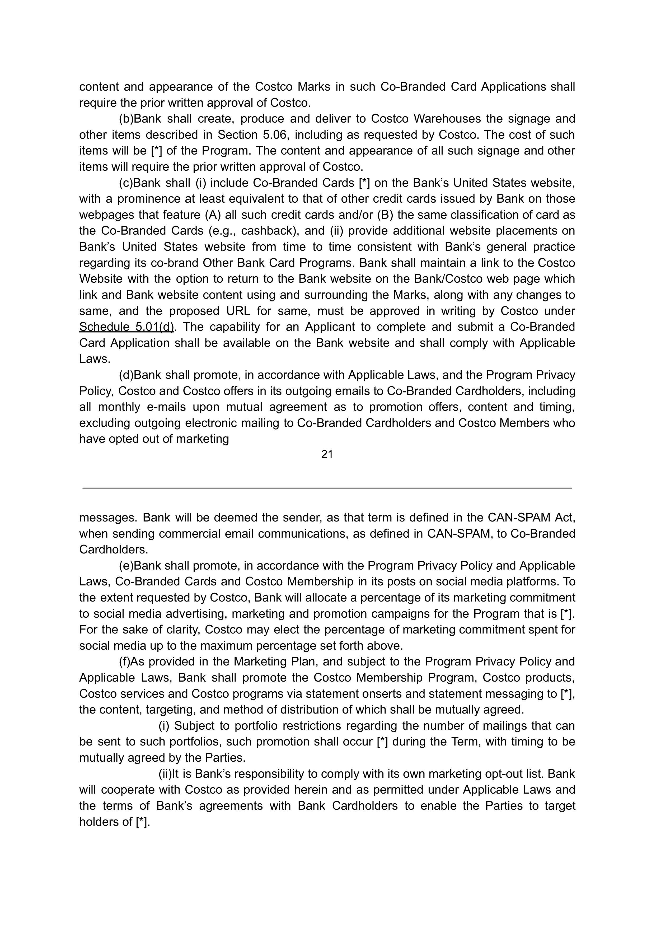 COSTCO CO-BRANDED PROGRAM AGREEMENT — page 22