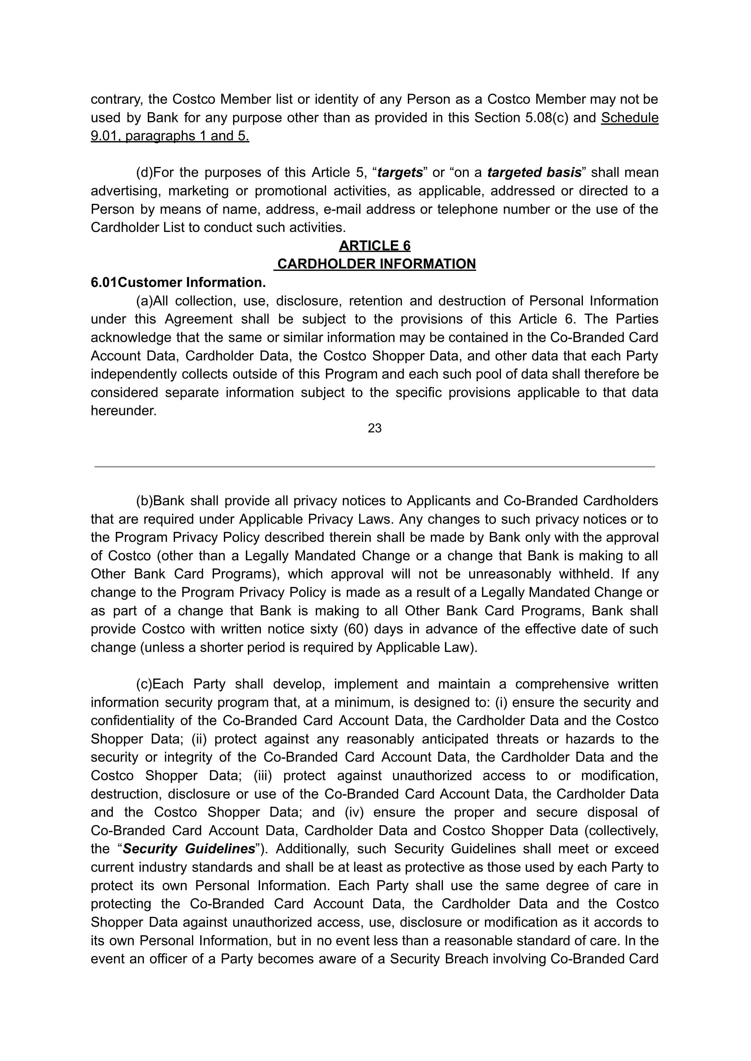 COSTCO CO-BRANDED PROGRAM AGREEMENT — page 24