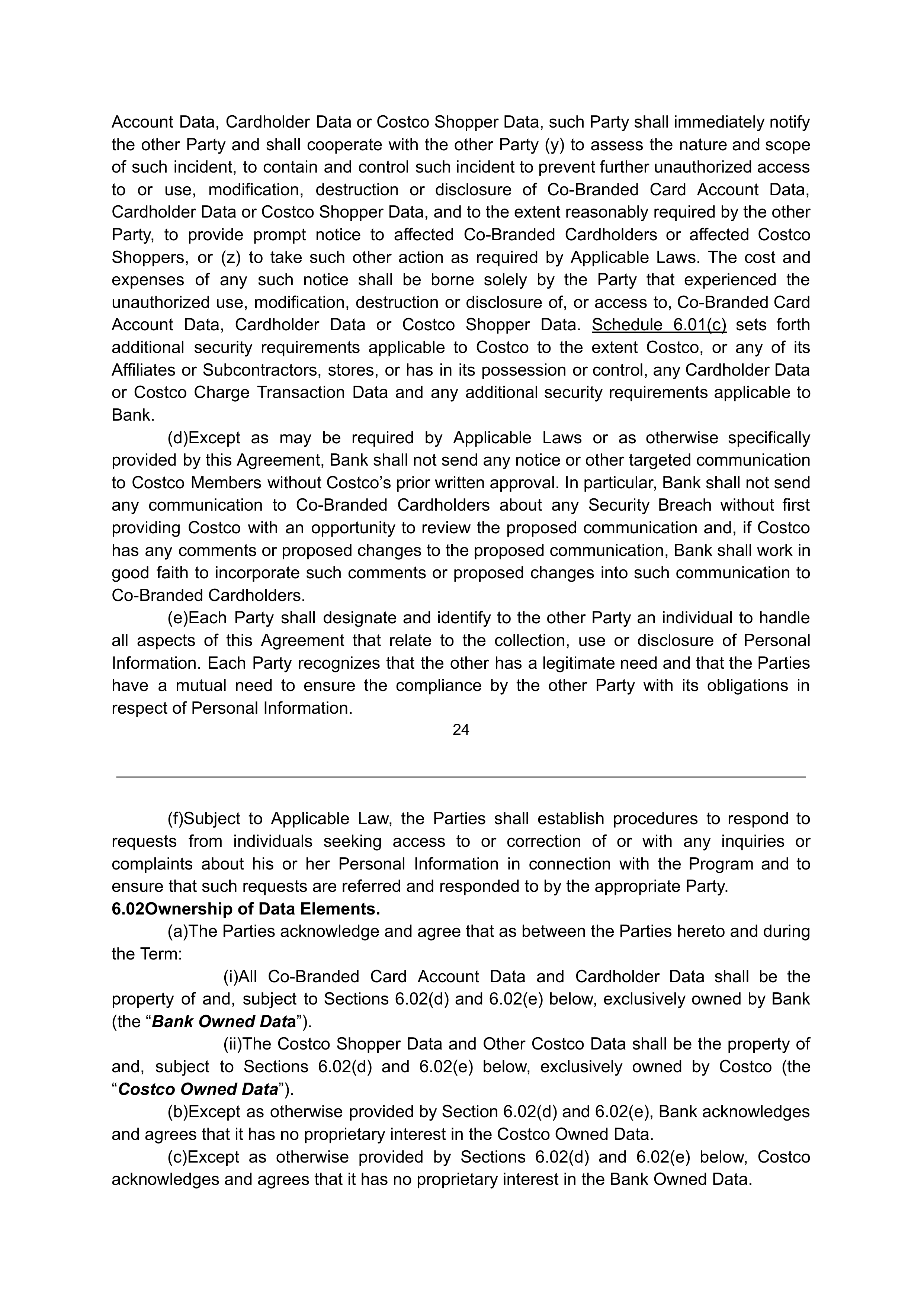 COSTCO CO-BRANDED PROGRAM AGREEMENT — page 25