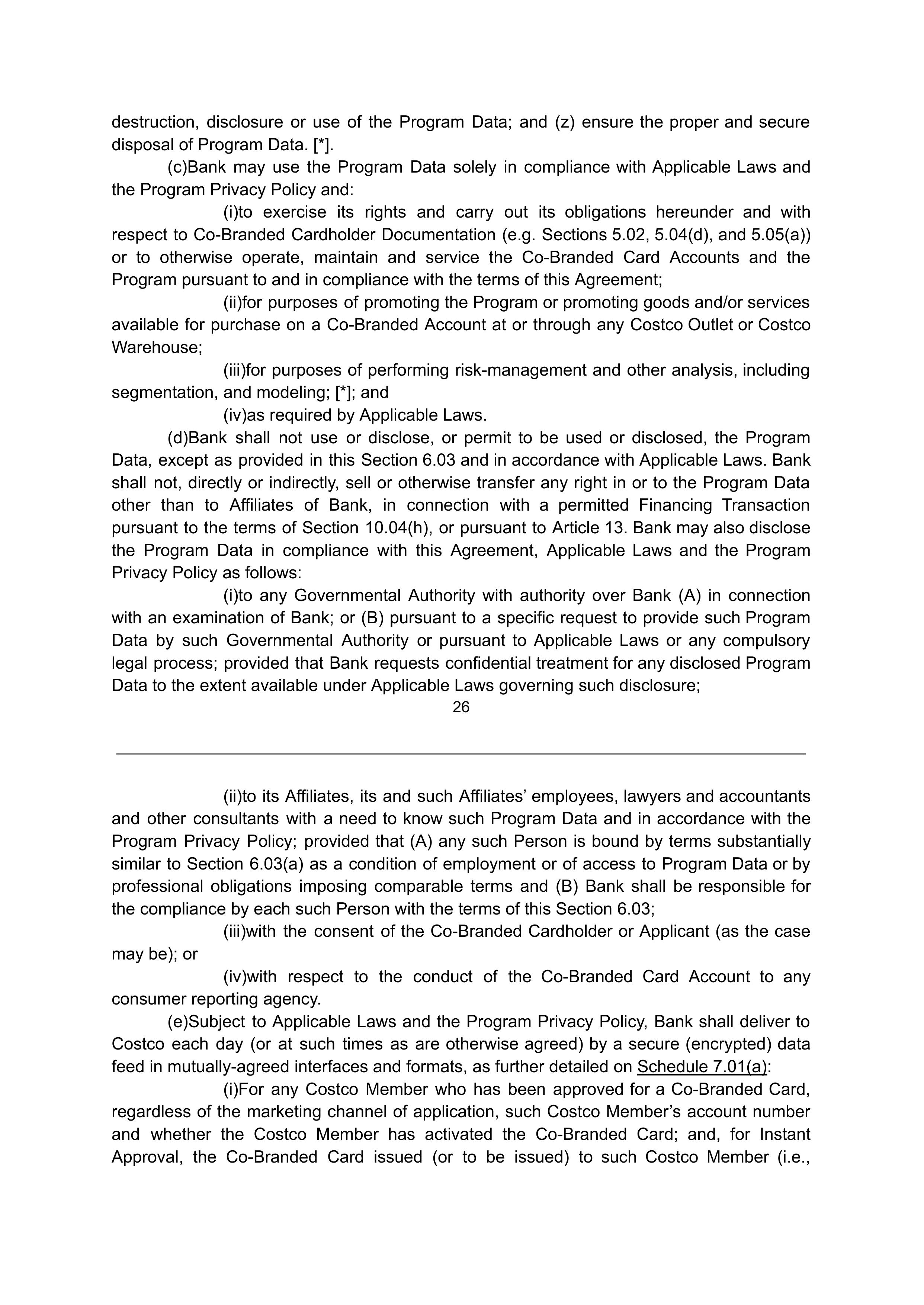 COSTCO CO-BRANDED PROGRAM AGREEMENT — page 27