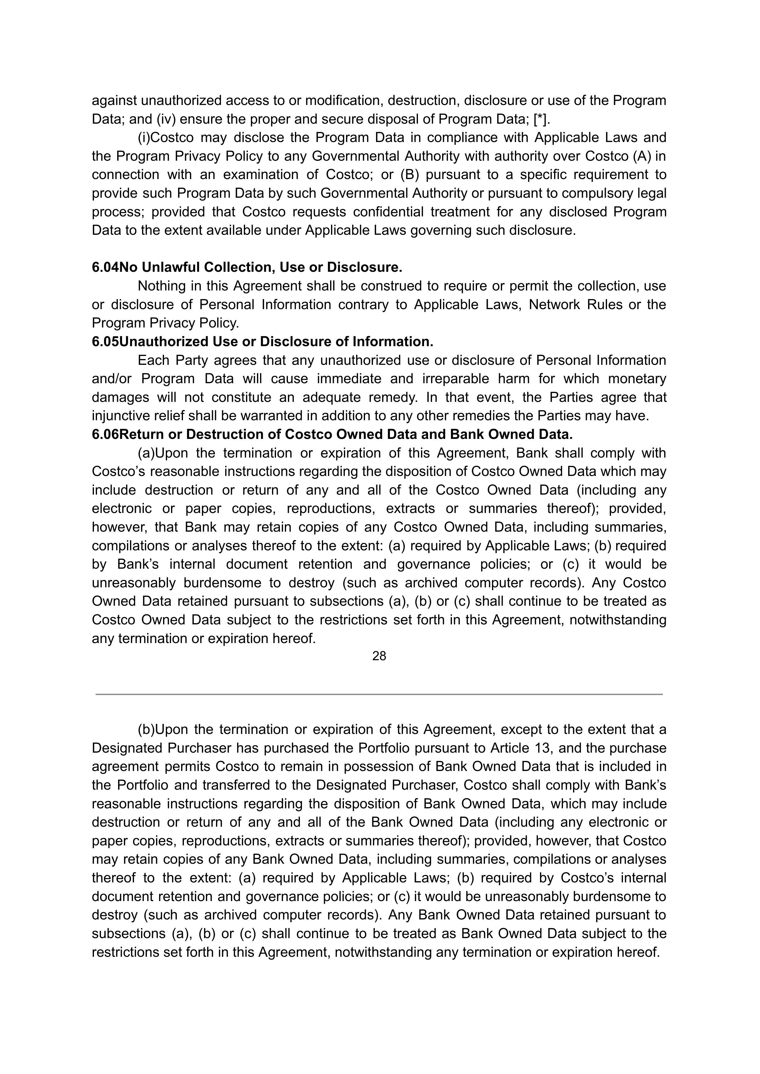 COSTCO CO-BRANDED PROGRAM AGREEMENT — page 29