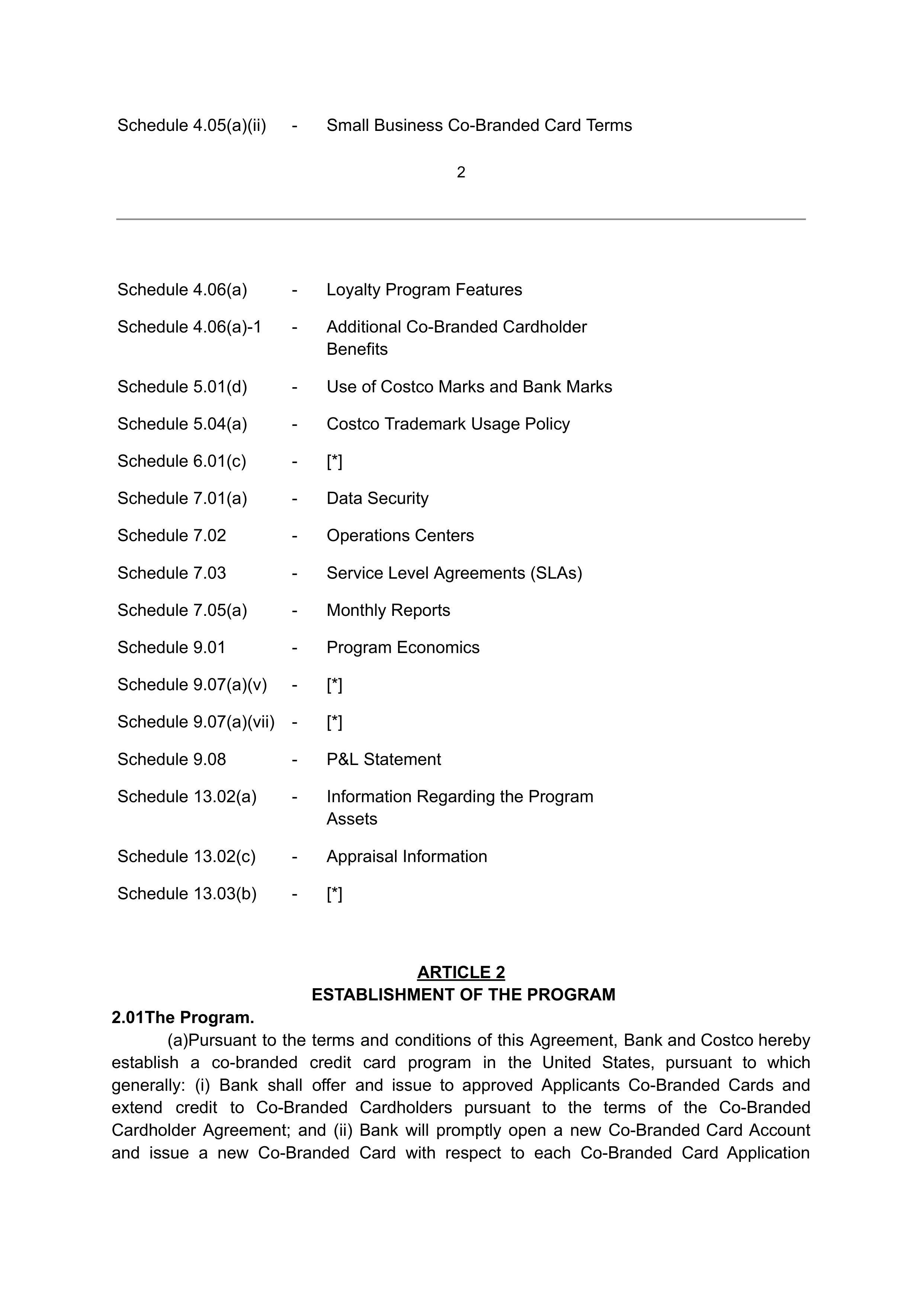 COSTCO CO-BRANDED PROGRAM AGREEMENT — page 3