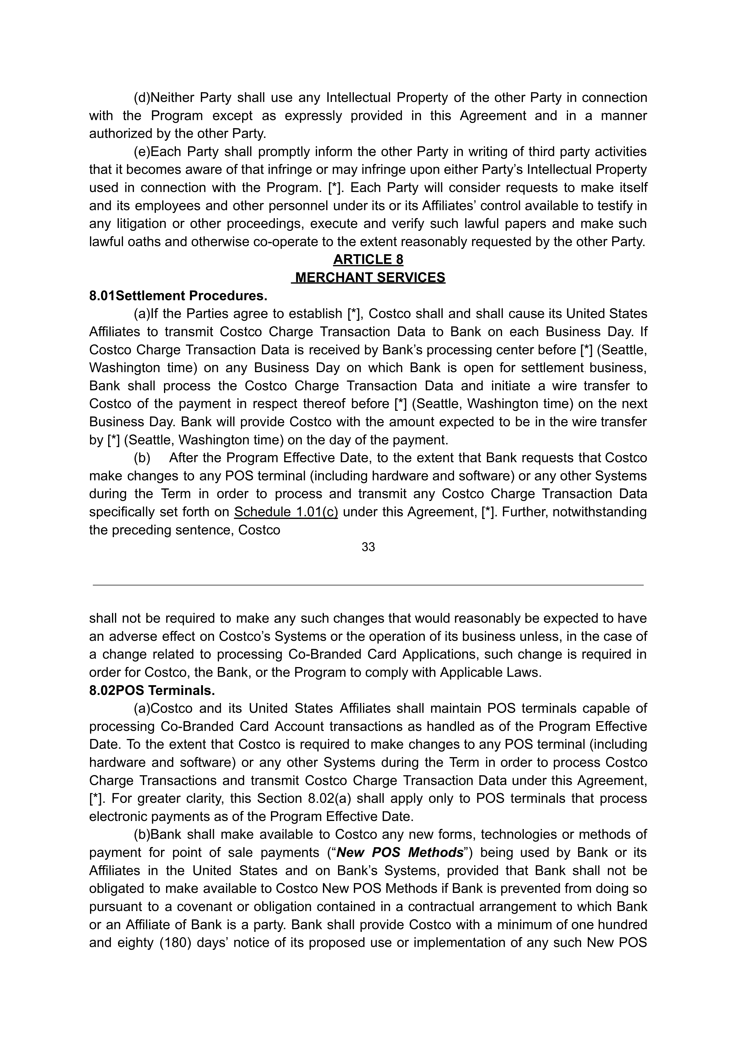 COSTCO CO-BRANDED PROGRAM AGREEMENT — page 34