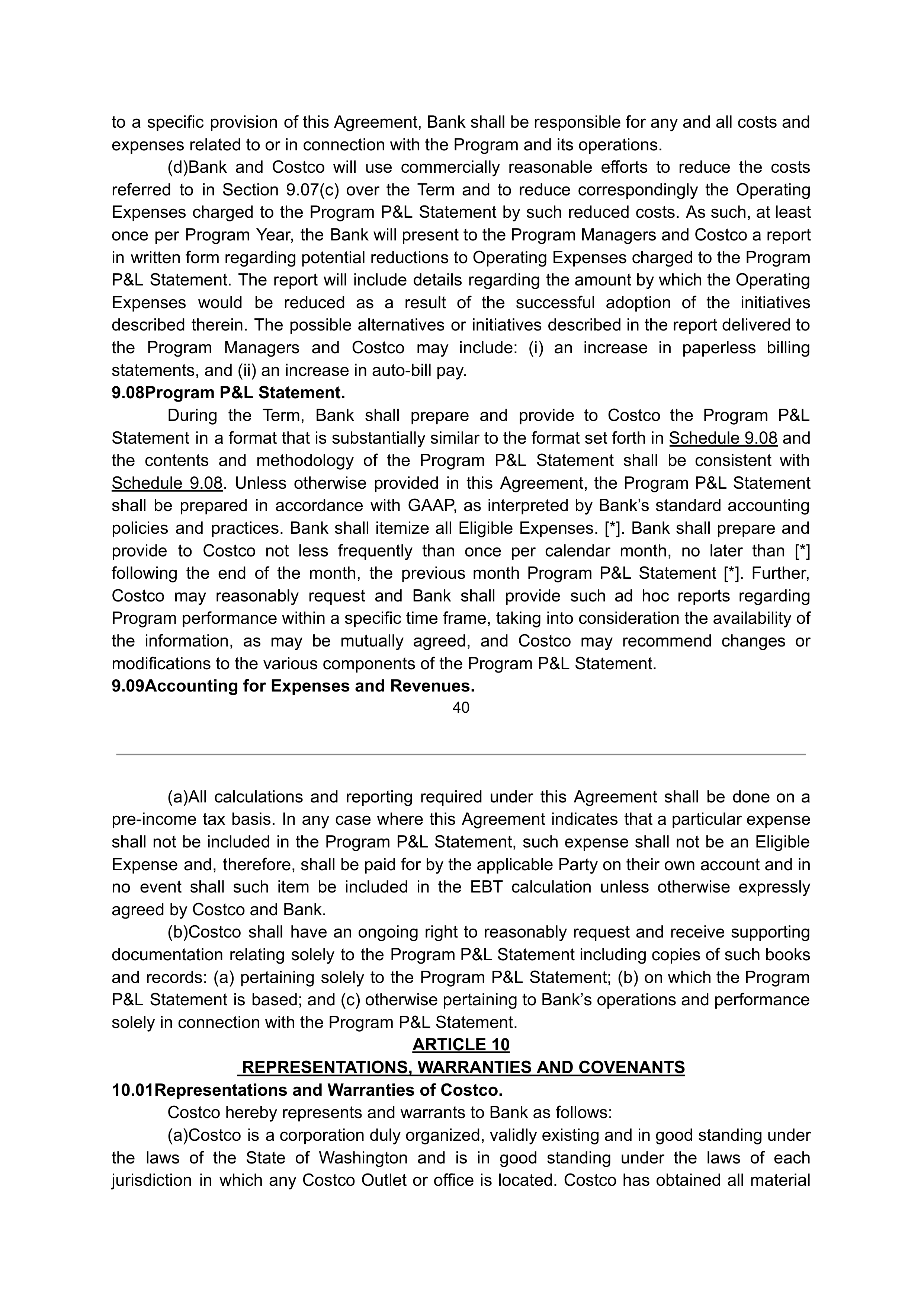 COSTCO CO-BRANDED PROGRAM AGREEMENT — page 41