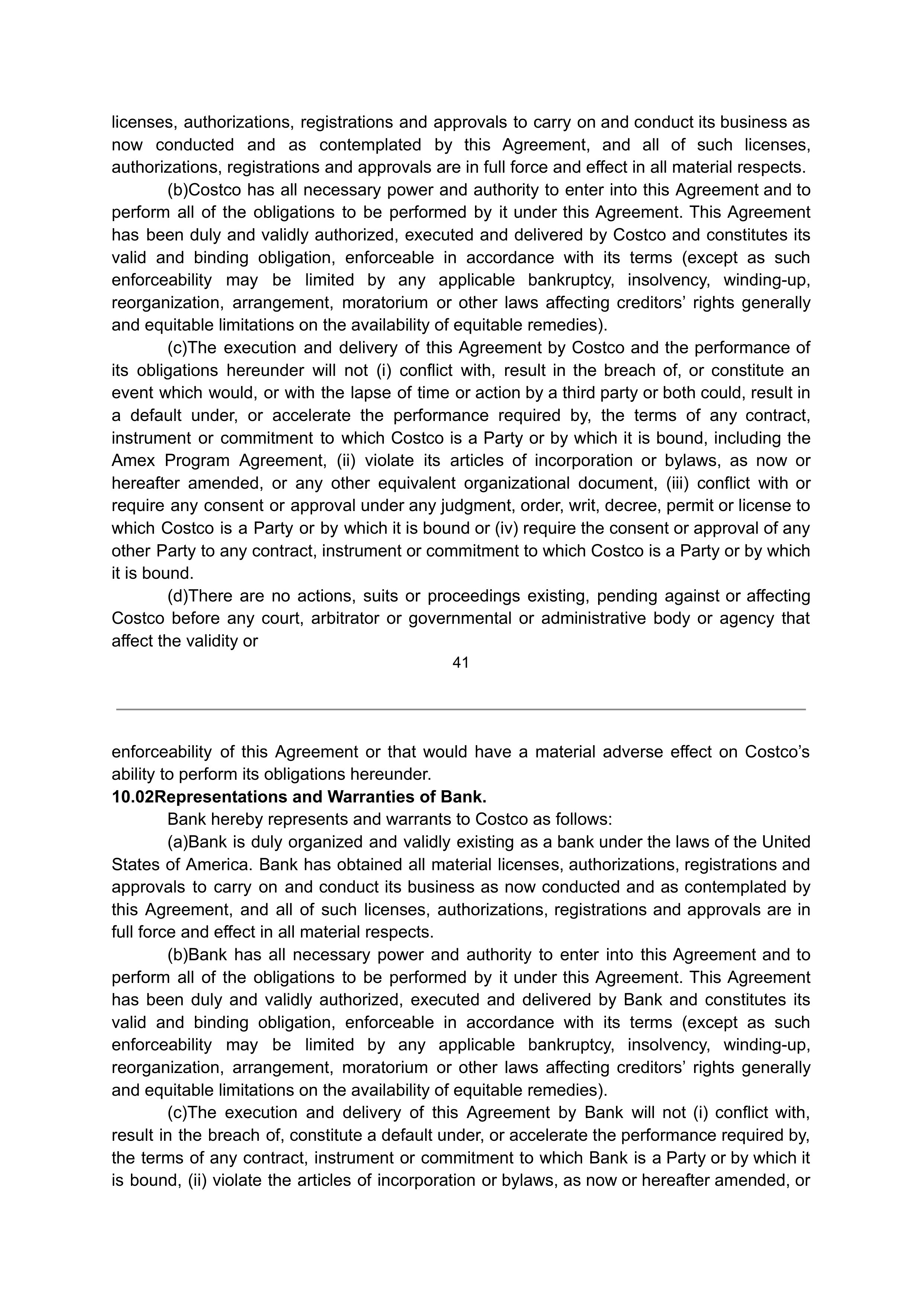 COSTCO CO-BRANDED PROGRAM AGREEMENT — page 42