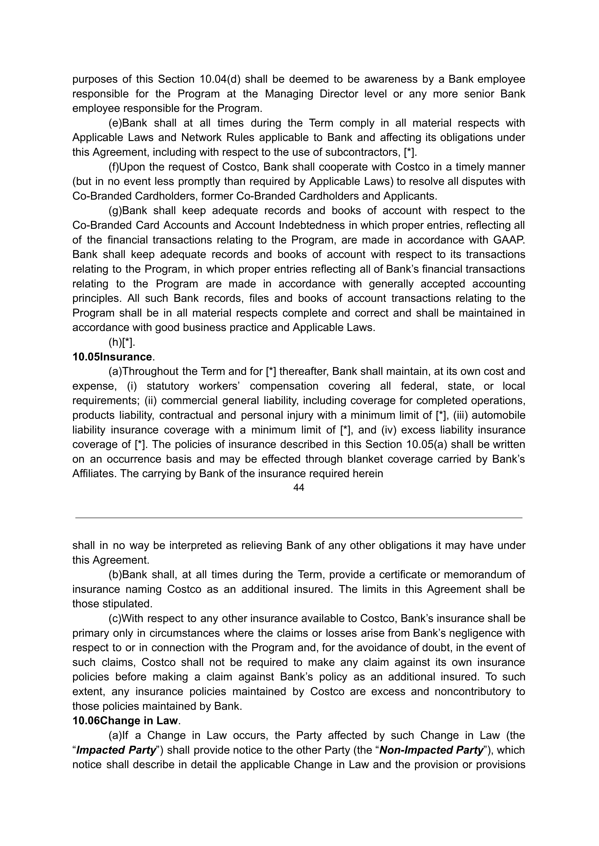 COSTCO CO-BRANDED PROGRAM AGREEMENT — page 45