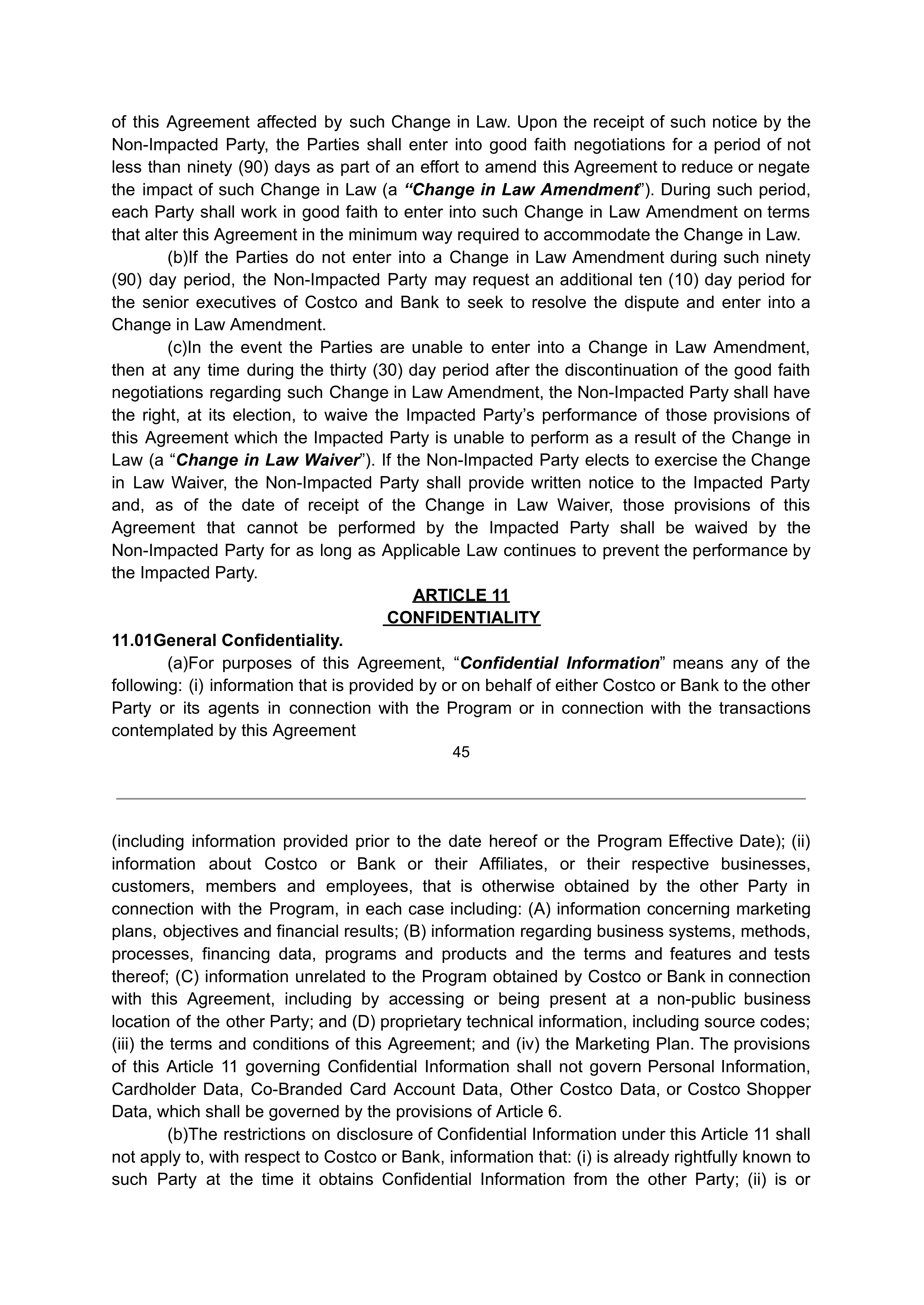 COSTCO CO-BRANDED PROGRAM AGREEMENT — page 46