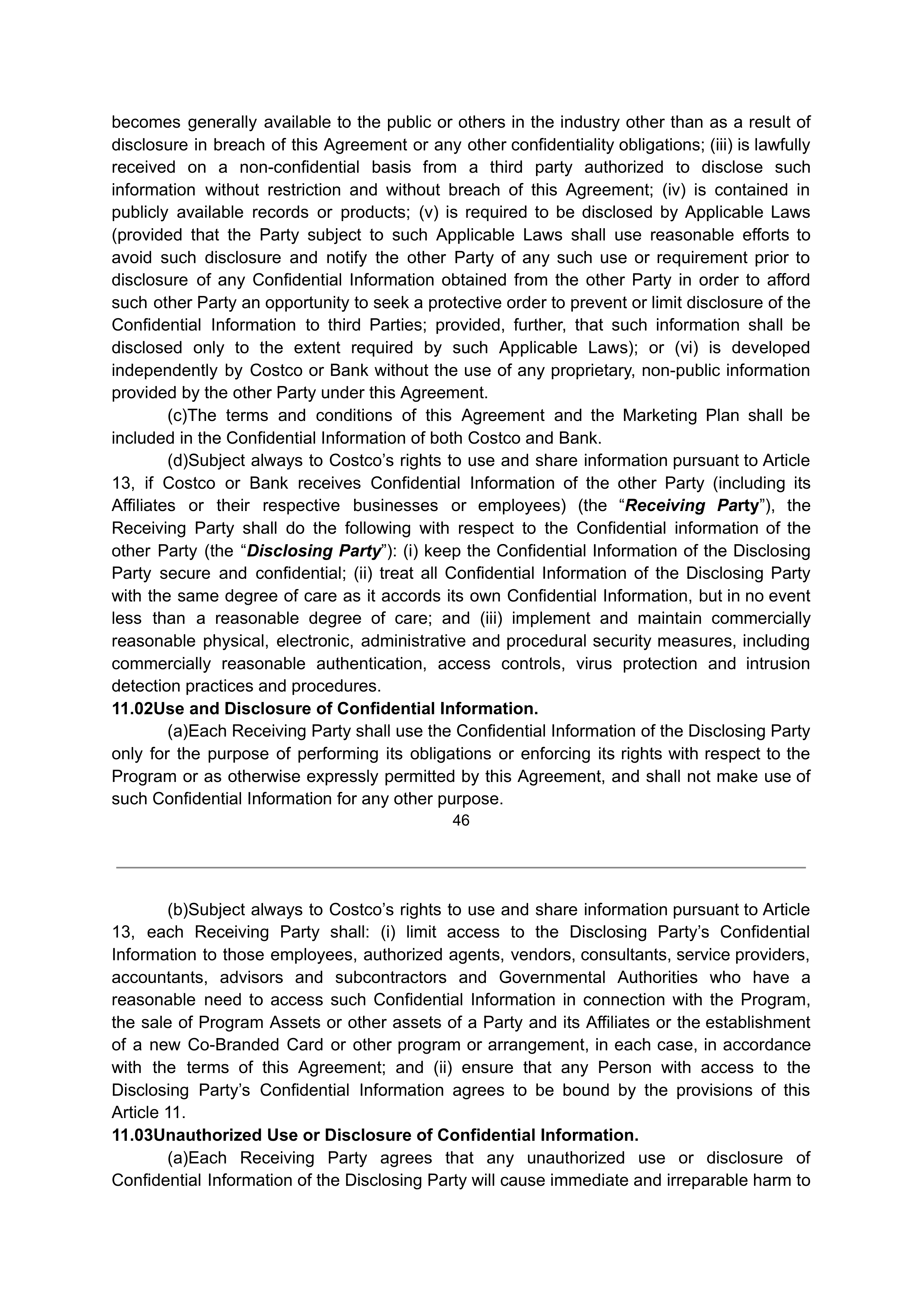 COSTCO CO-BRANDED PROGRAM AGREEMENT — page 47